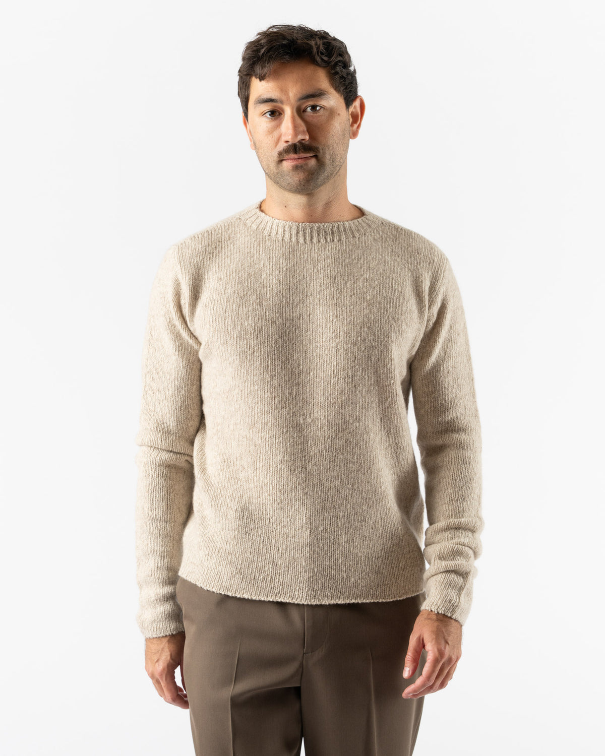 Auralee Cashmere Melange Knit Pullover in Top Gray Beige Curated 