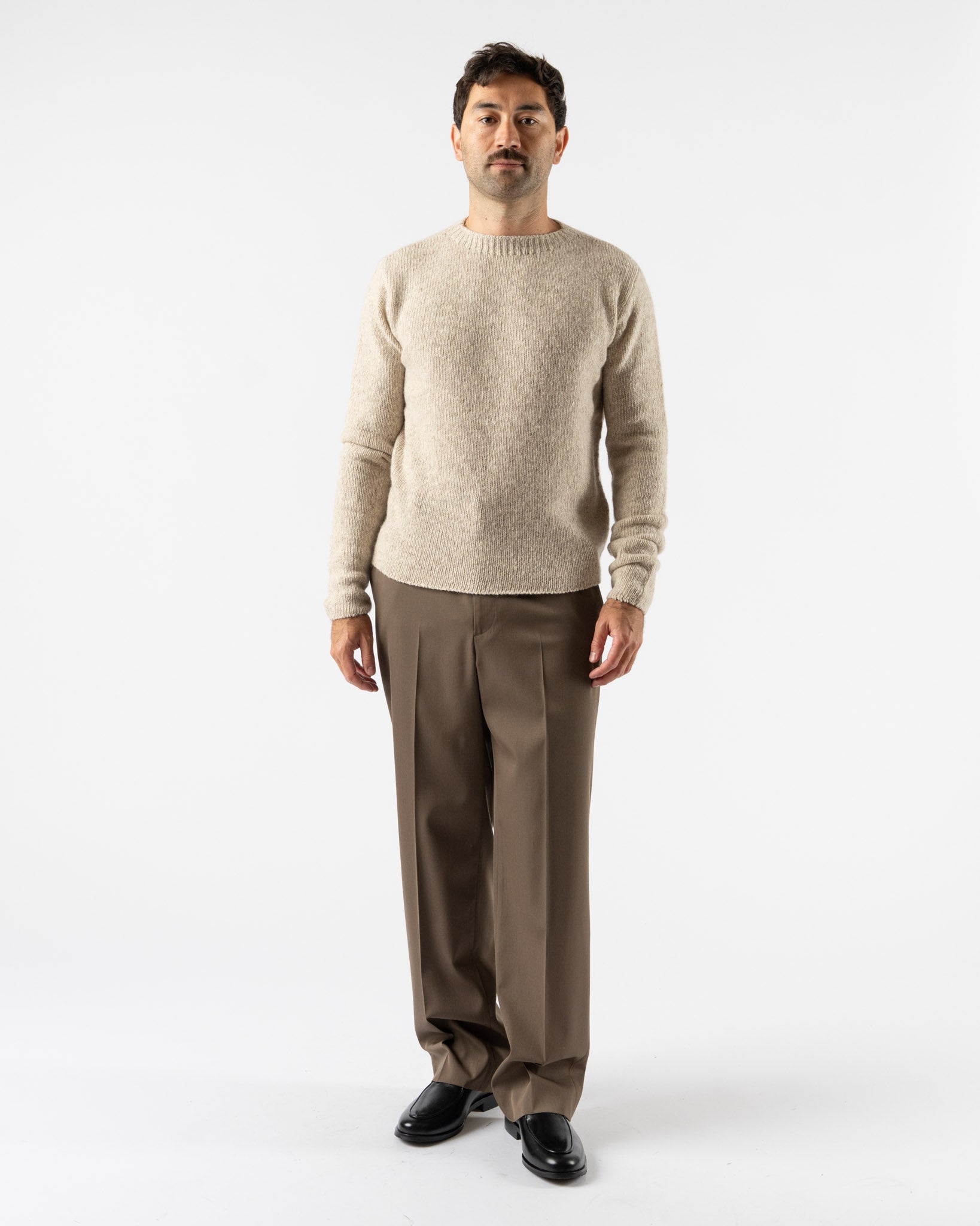 Auralee Cashmere Melange Knit Pullover in Top Gray Beige