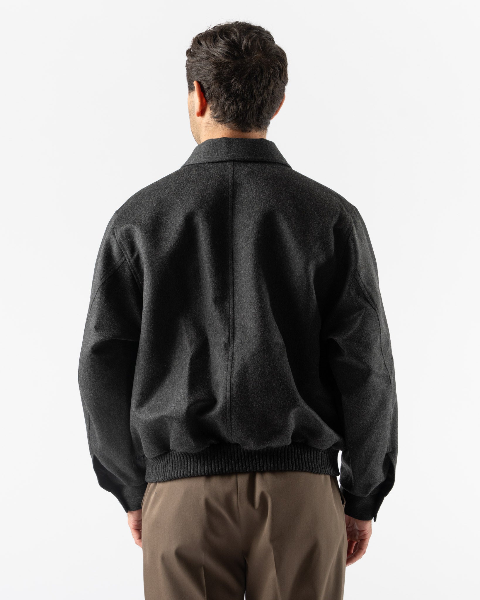 Auralee Cashmere Moleskin Zip Blouson in Top Charcoal