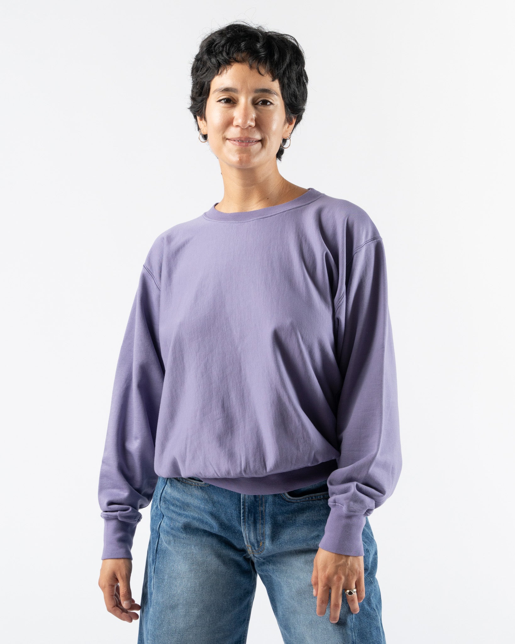 Auralee Elastic High Gauge Sweat Pullover in Purple
