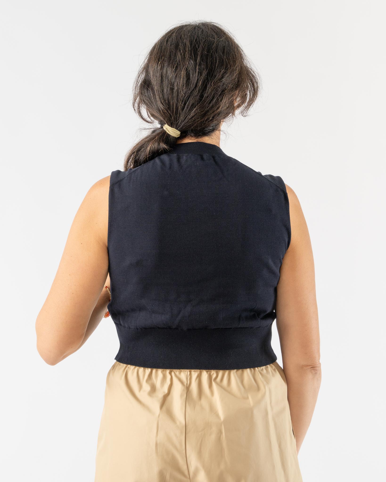 Auralee Super High Gauge Cotton Knit Sleeveless in Dark Navy