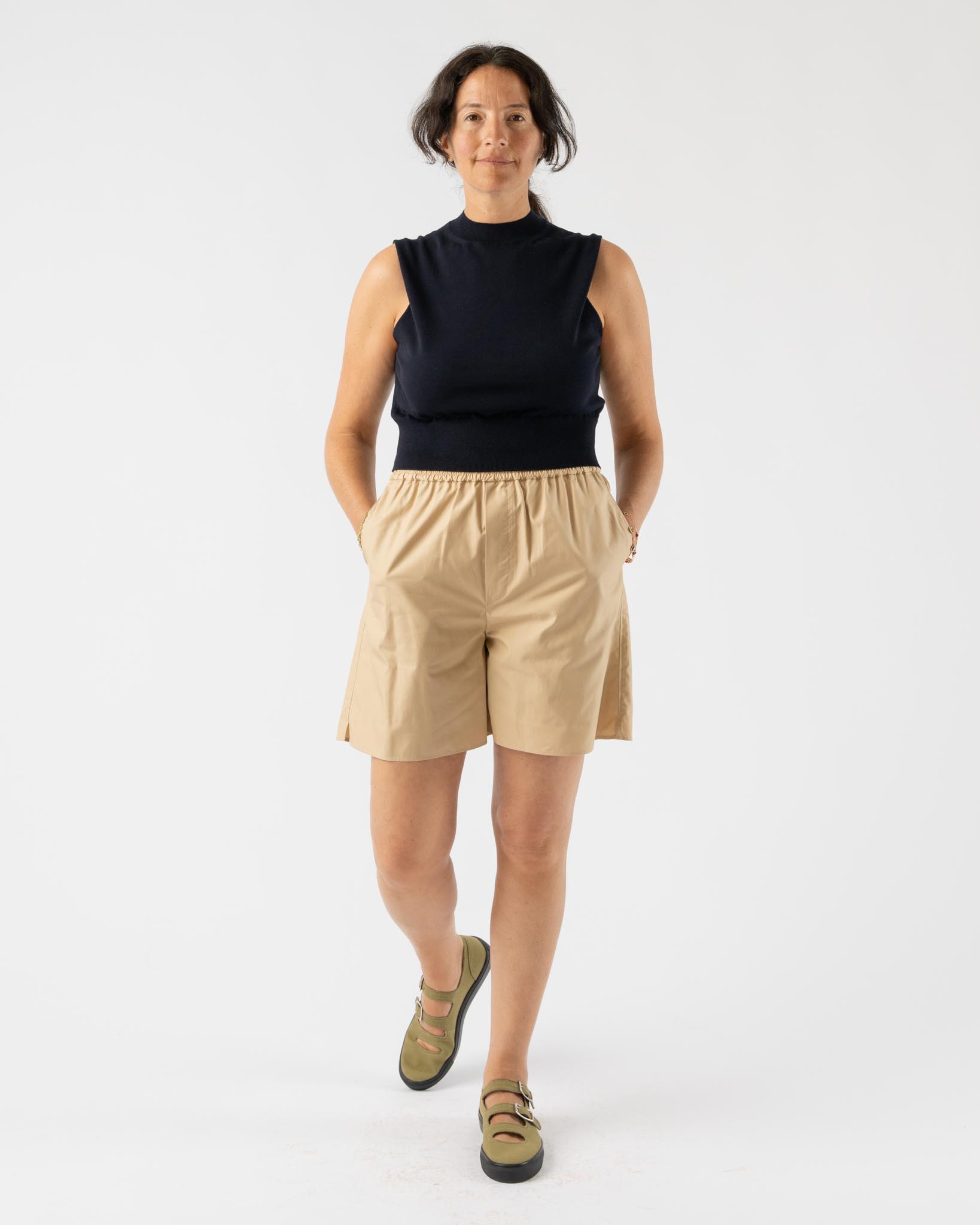 Auralee High Count Finx Ox Shorts in Beige