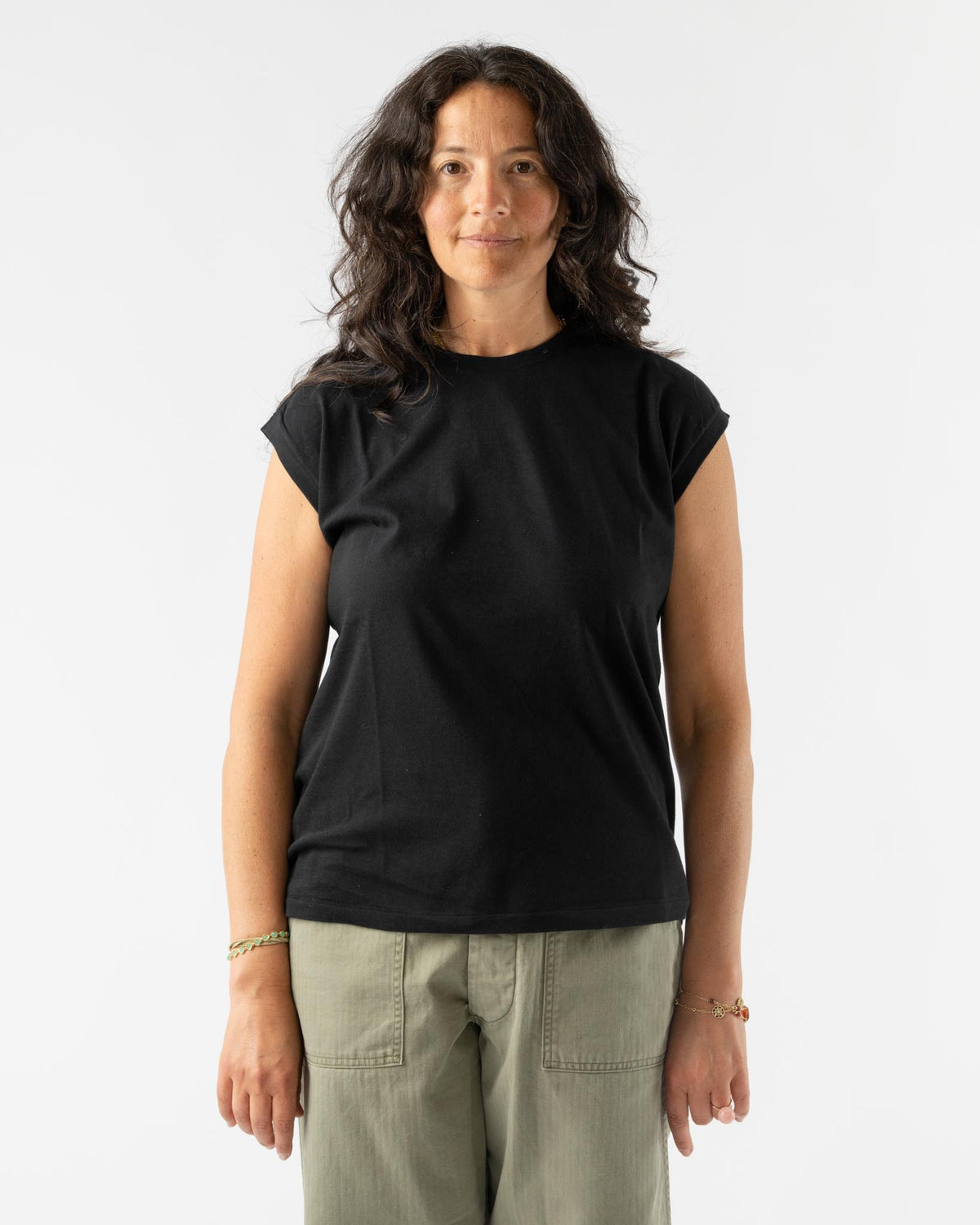 Auralee Seamless Crew Neck Sleeveless in Black Curated at Jake and 