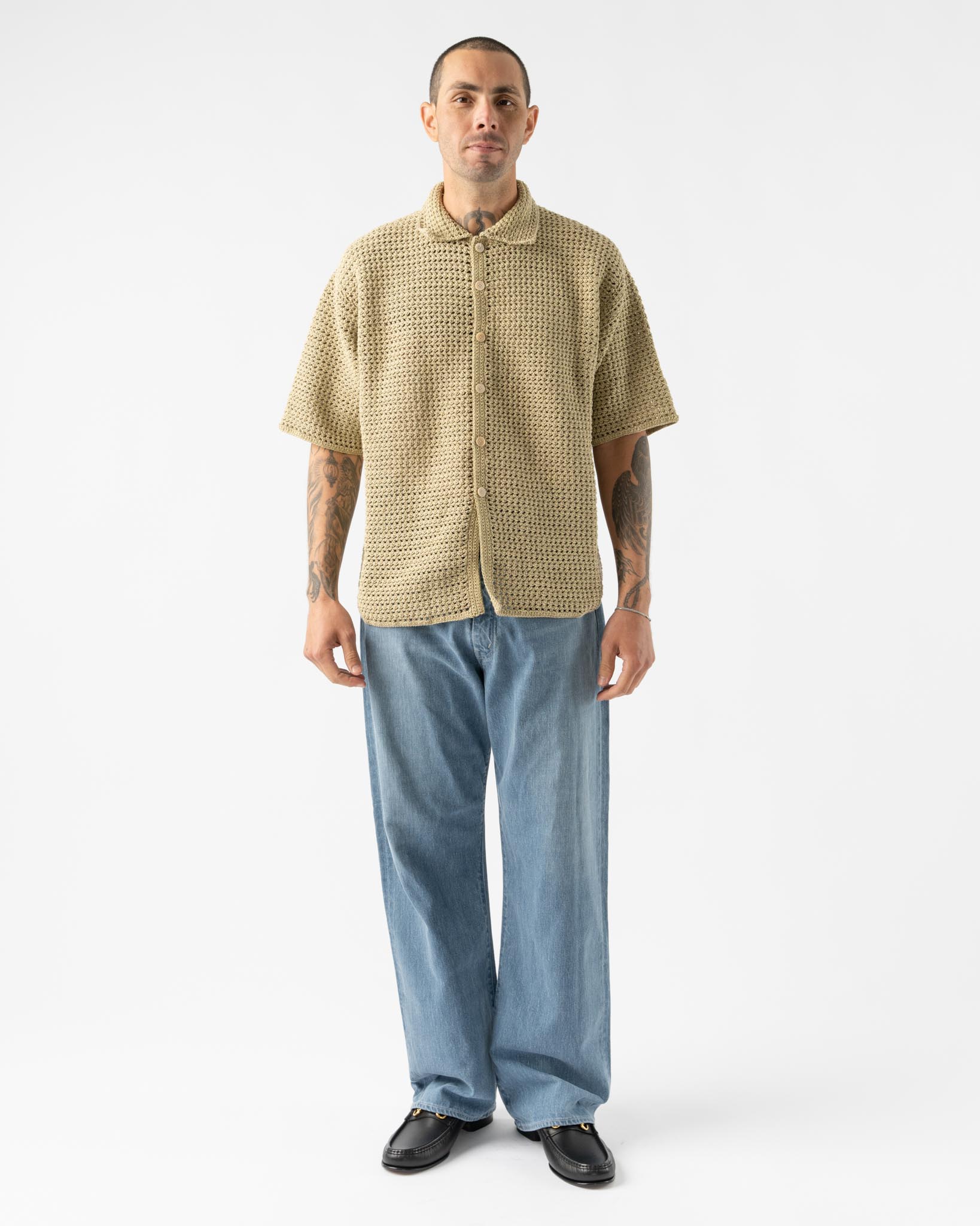 Auralee Selvedge Faded Light Denim Pants in Indigo