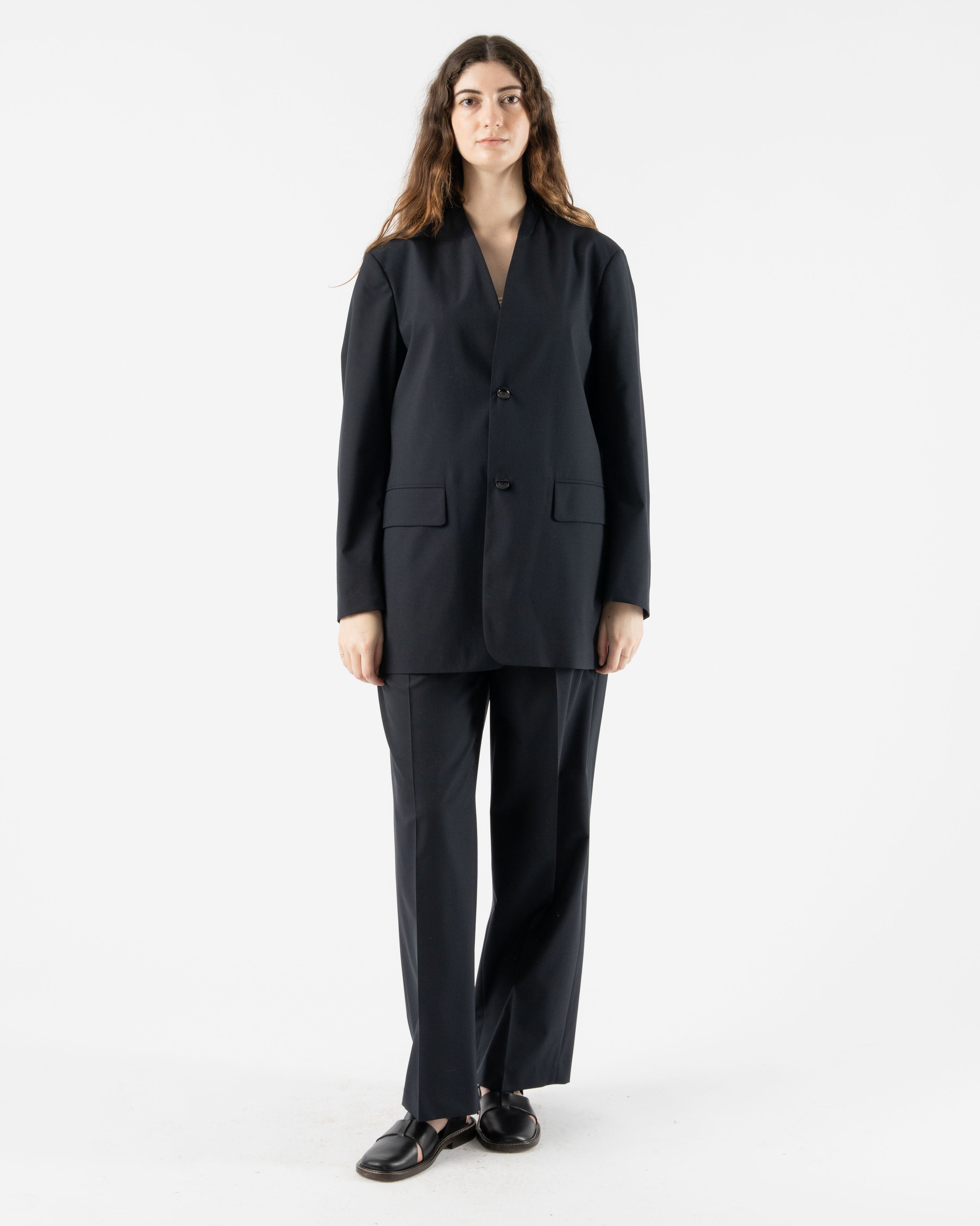 Auralee Super Fine Tropical Wool Slacks in Dark Navy