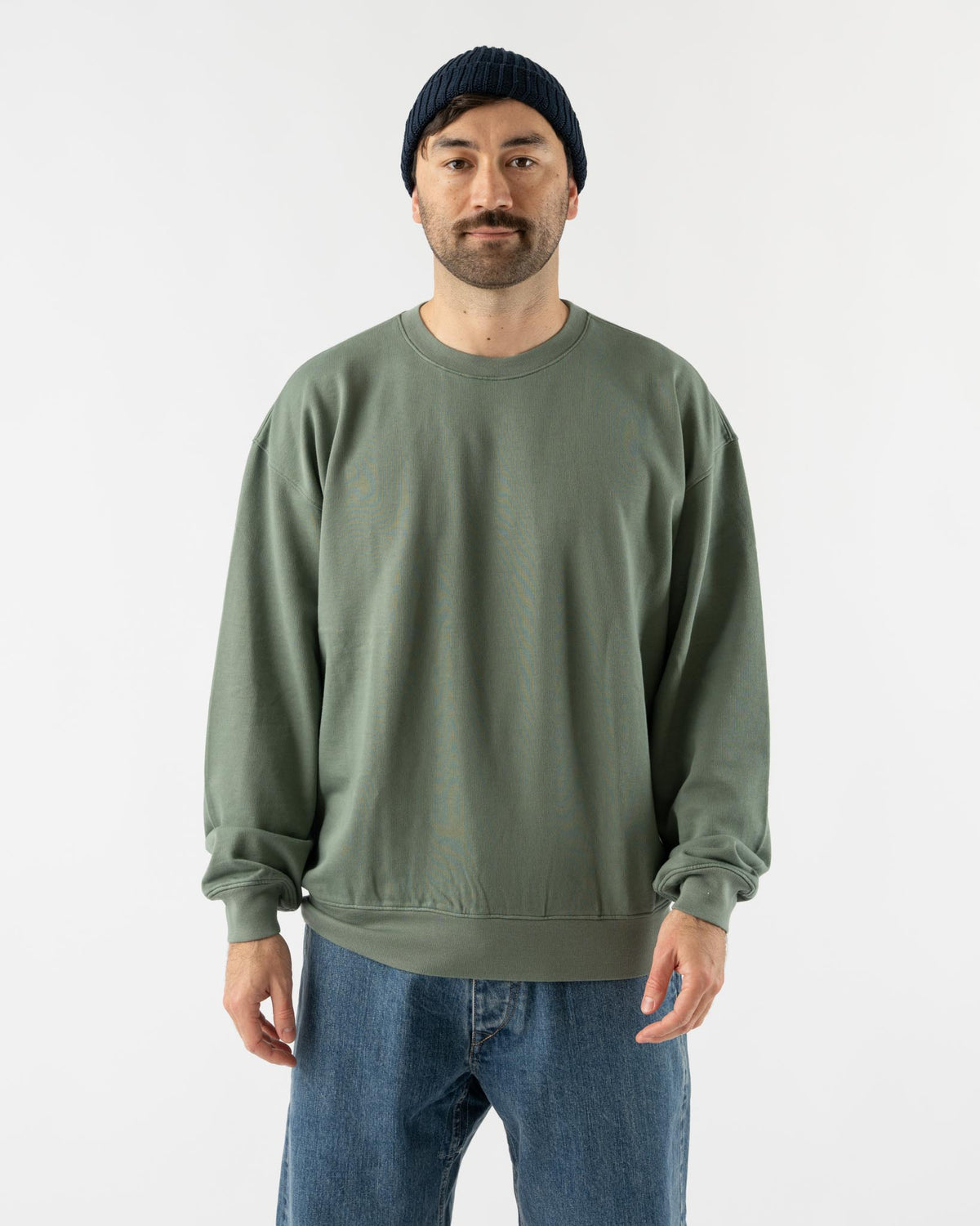 Auralee Super High Gauze Sweat Pullover in Dusty Green Curated at 