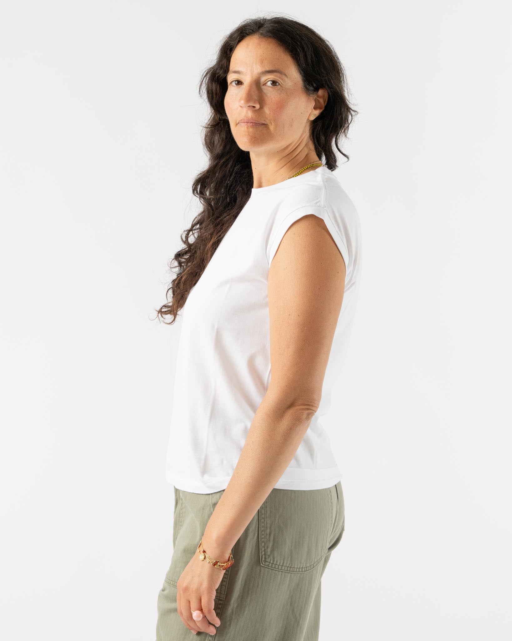 Auralee Seamless Crew Neck Sleeveless in White