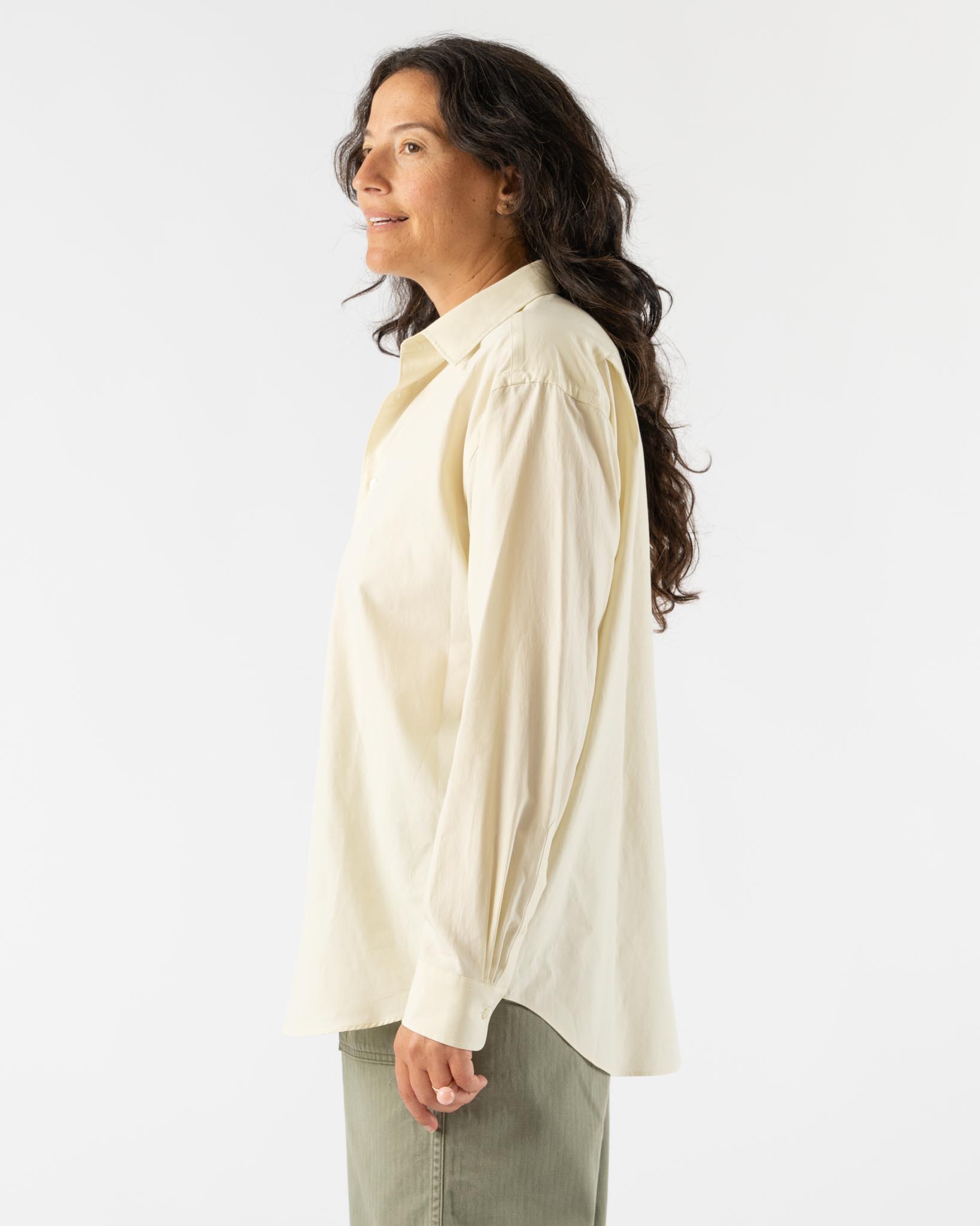 Auralee Washed Finx Twill Shirt in Light Yellow