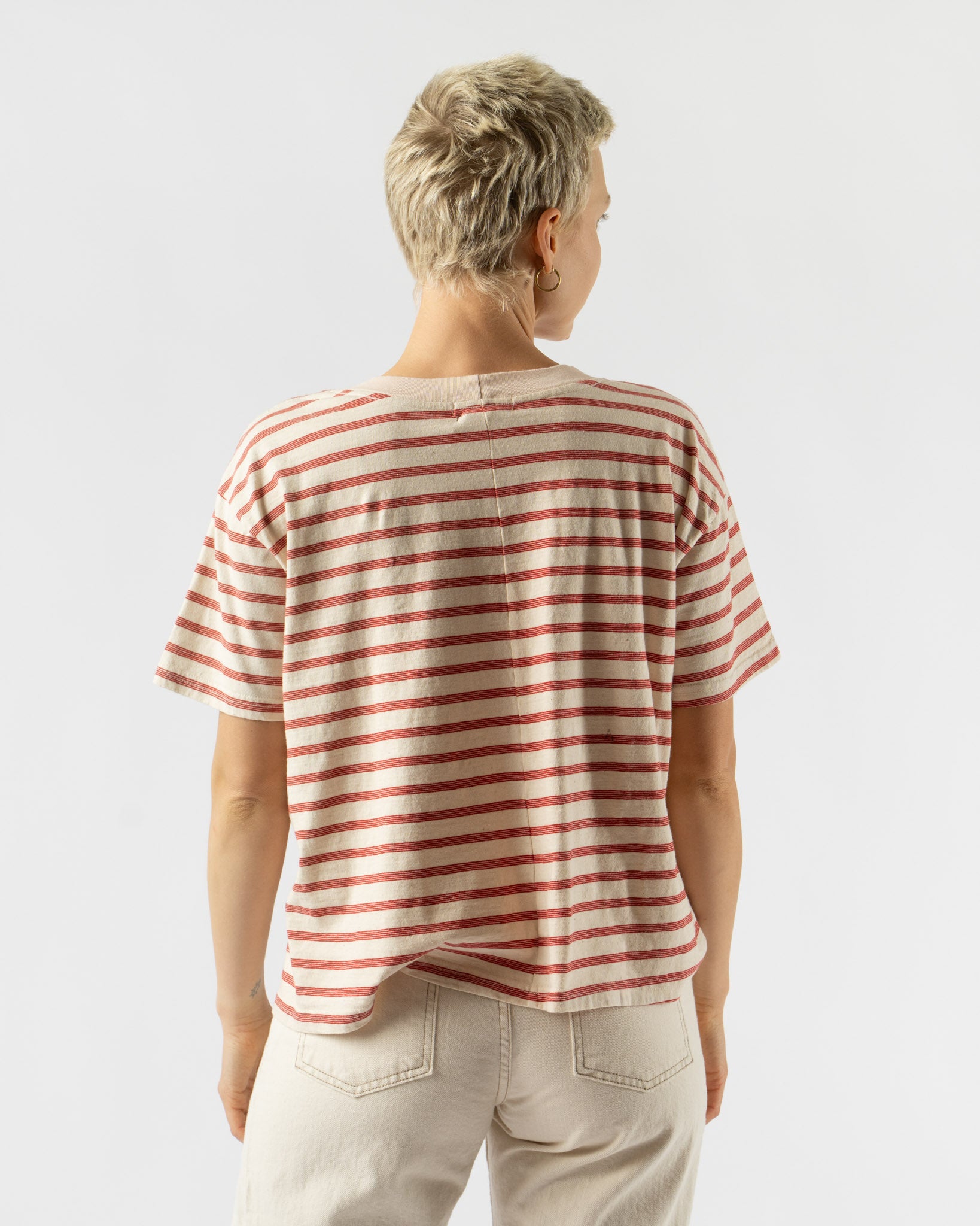 B Sides Atlas Tee in Red/Natural Stripe