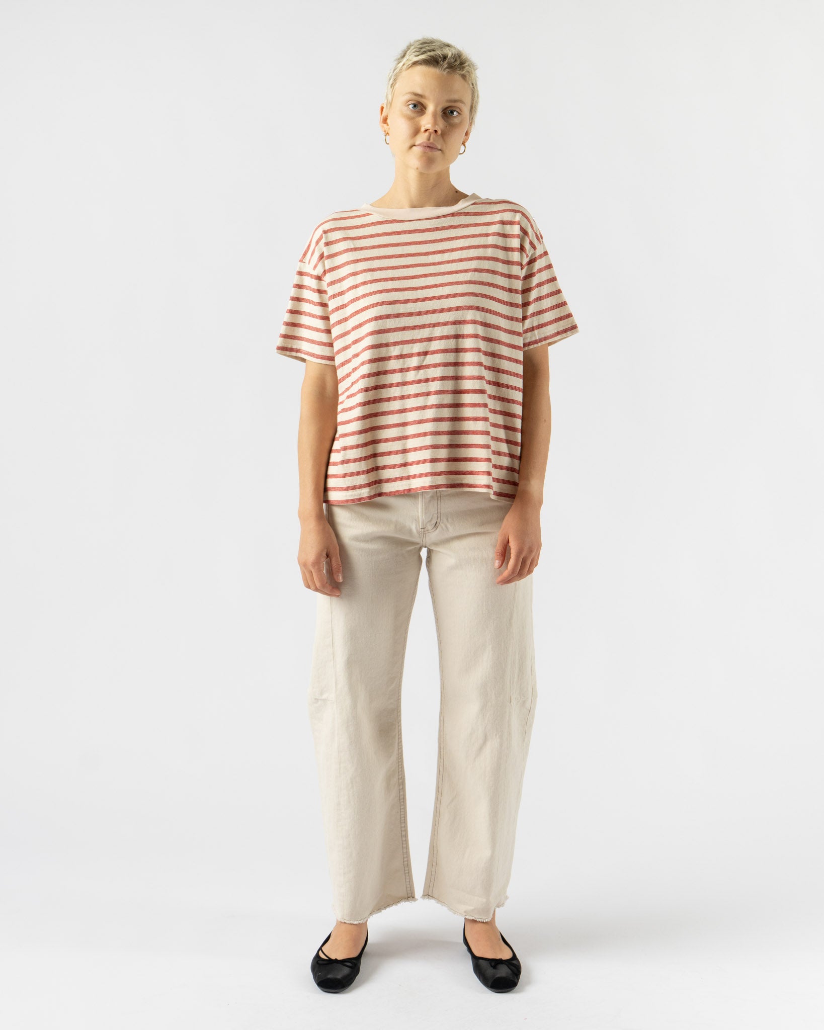 B Sides Atlas Tee in Red/Natural Stripe