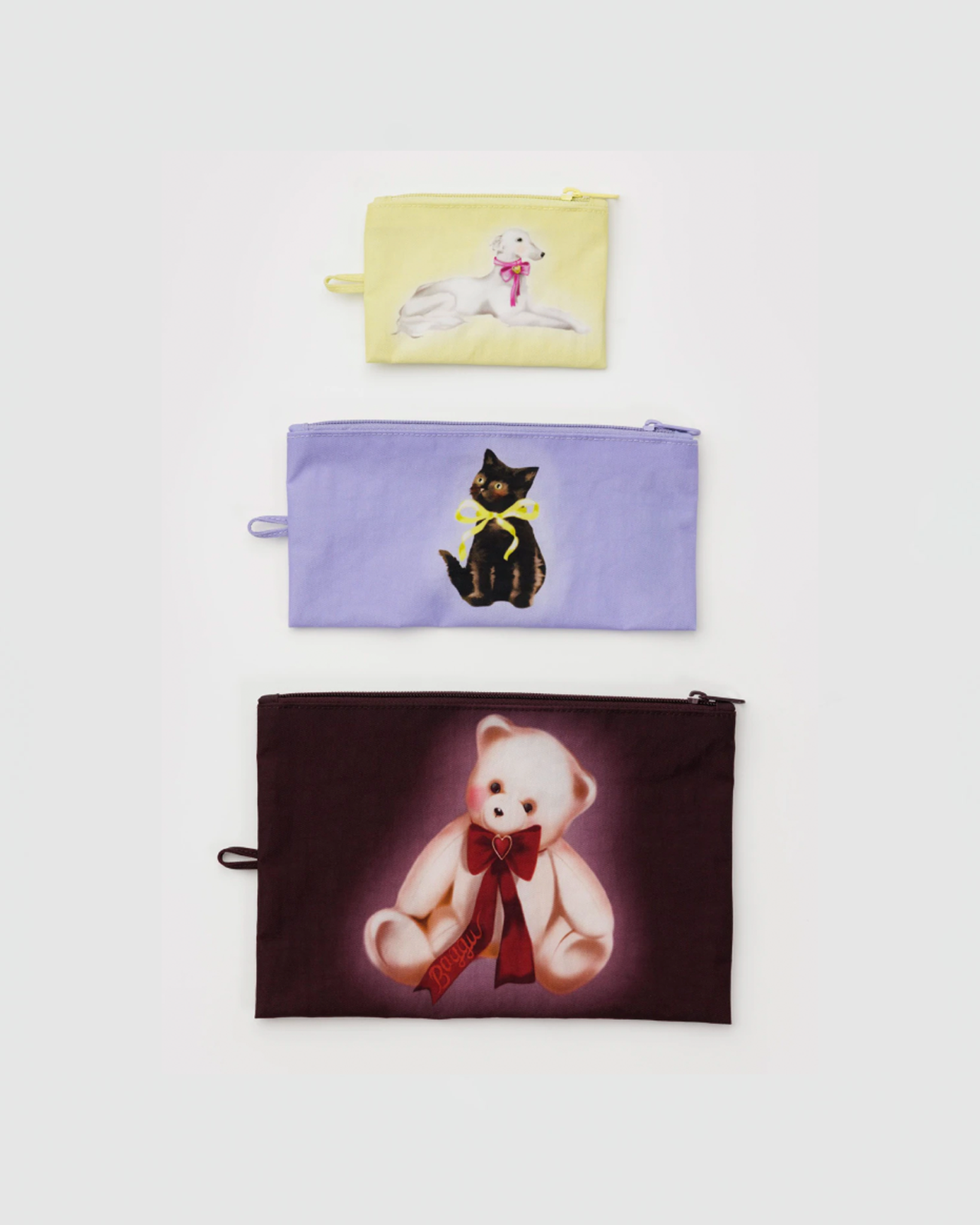 Baggu Flat Pouch Set in Fancy Animals