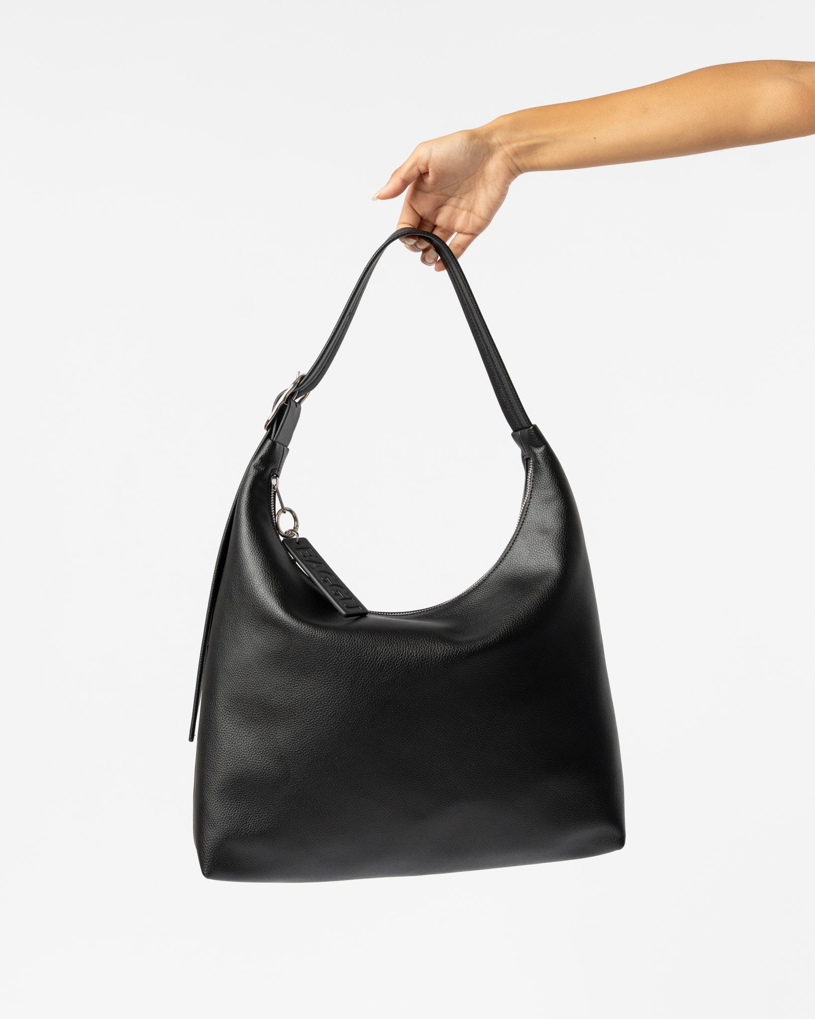 baggu leather backpack black black Baggu Recycled Leather Shoulder Bag in Black