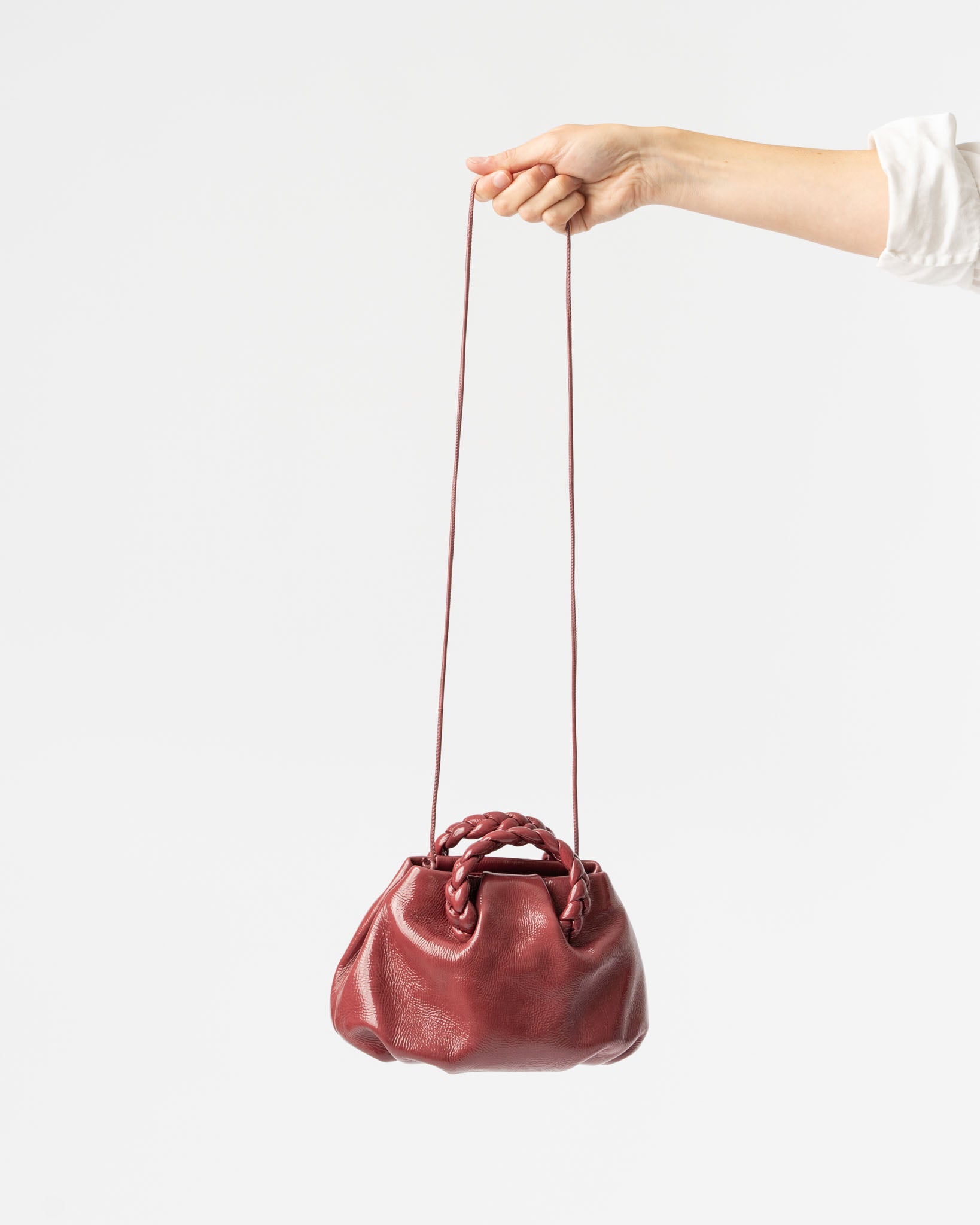 Hereu Bombon Crinkled Glossy Bag in Berry