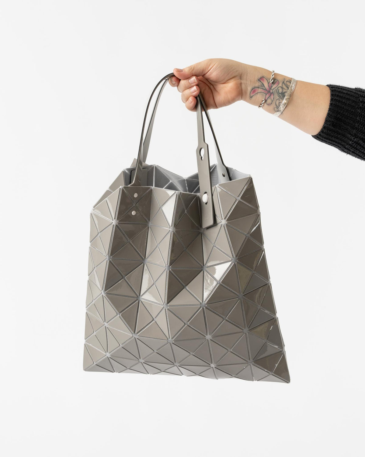 Bao Bao Lucent Gloss Geometric Tote Bag in Gray Curated at Jake 