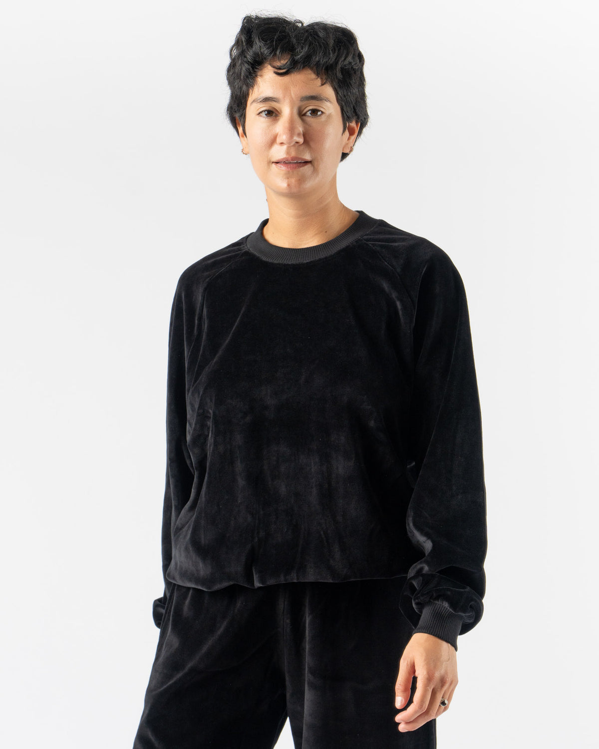 Baserange Rim Raglan Sweatshirt in Black Curated at Jake and Jones