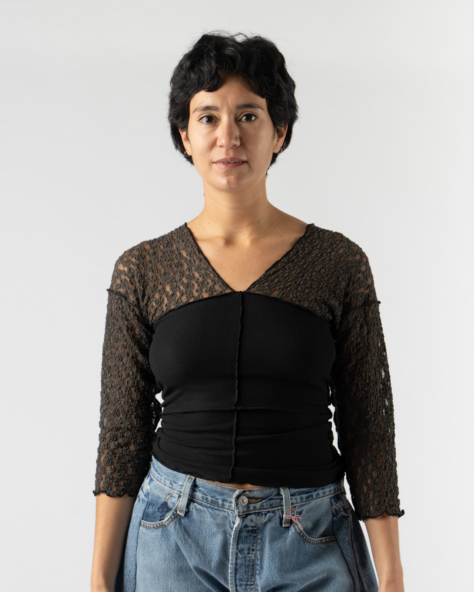 Baserange Nehru Long Sleeve Tee in Black