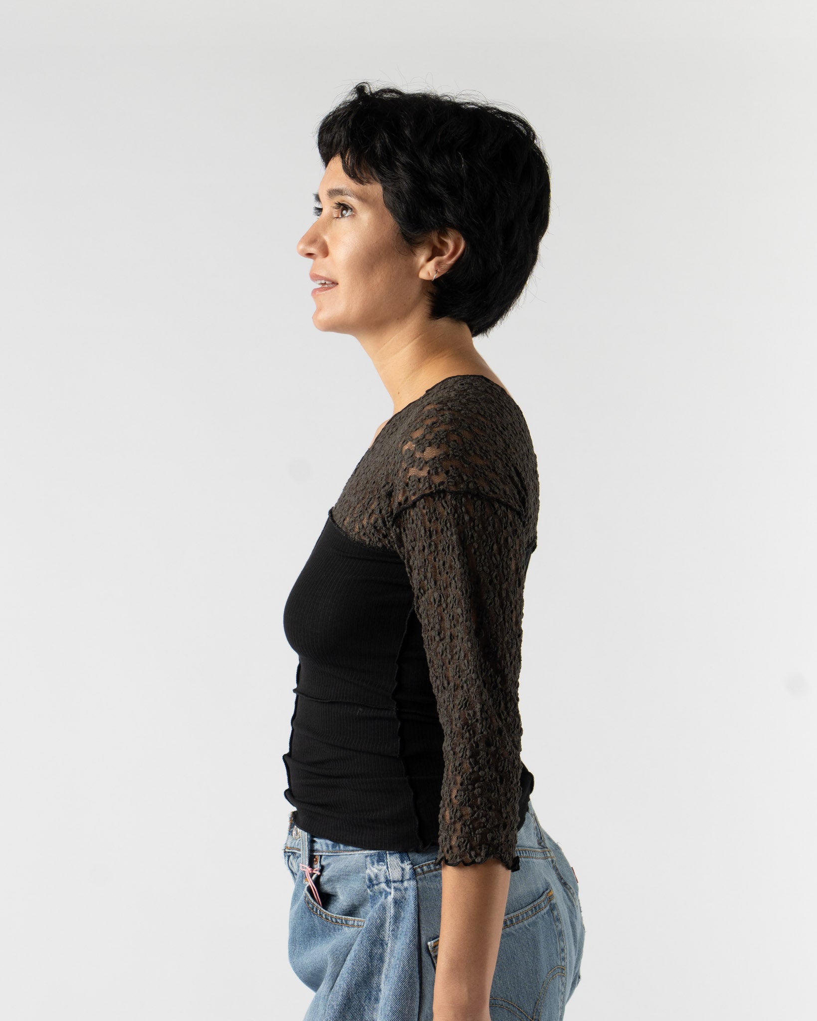 Baserange Nehru Long Sleeve Tee in Black