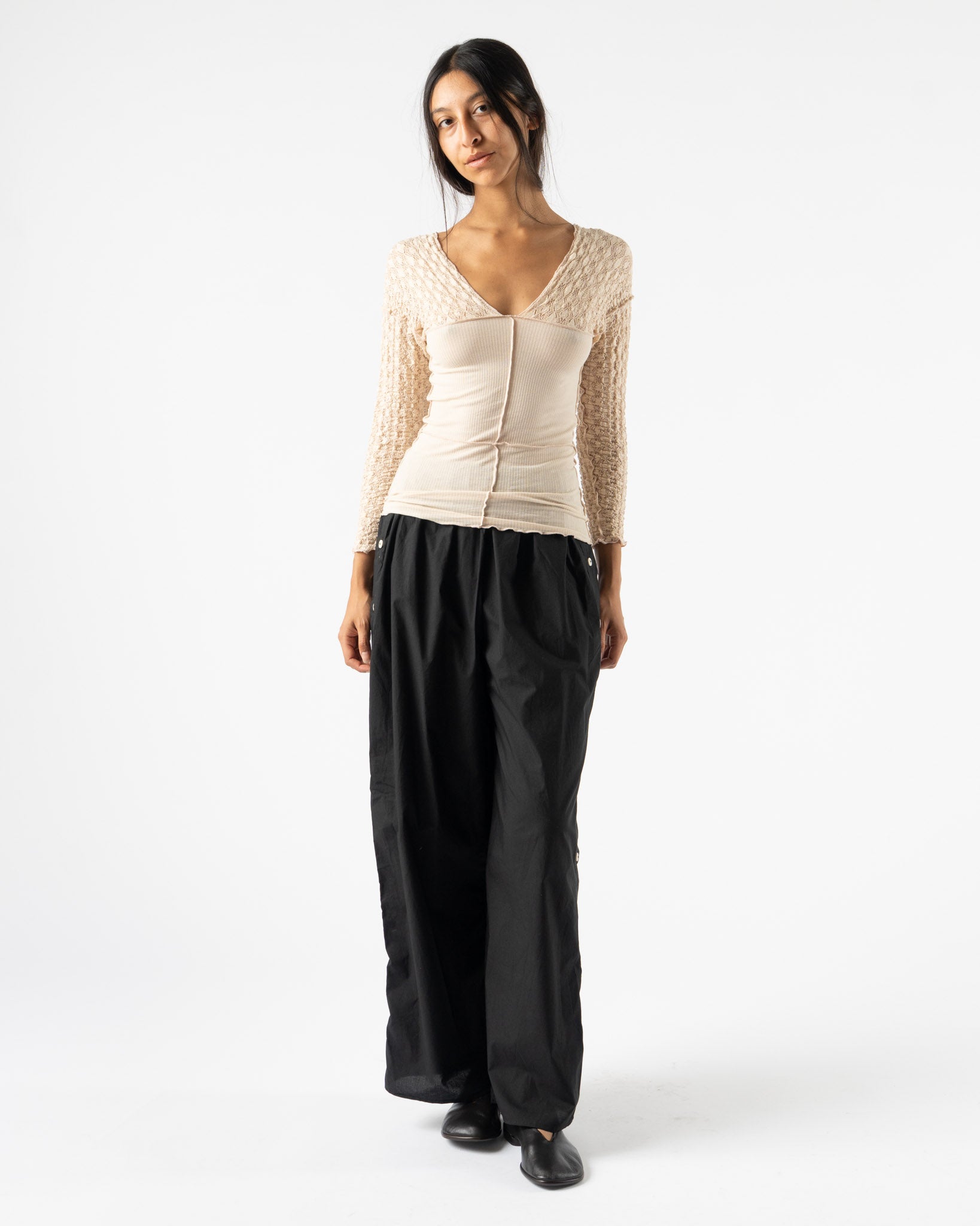 Baserange Nehru Long Sleeve Tee in Dylan Beige