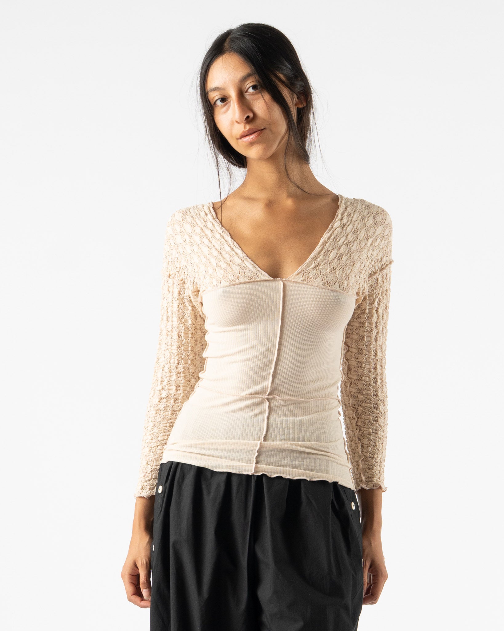 Baserange Nehru Long Sleeve Tee in Dylan Beige