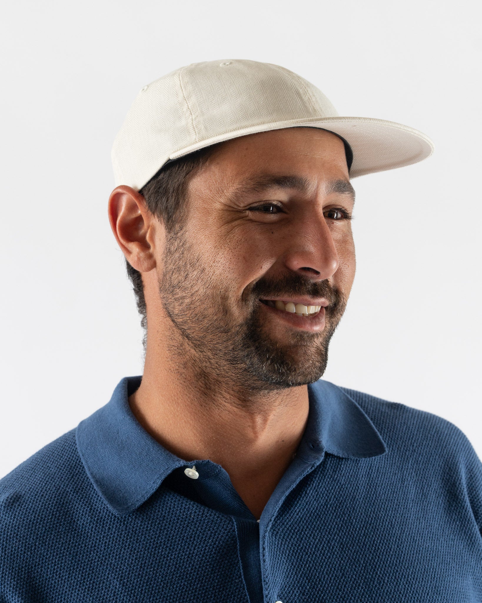 Beams Plus 6 Panel Herringbone Hat in Ivory