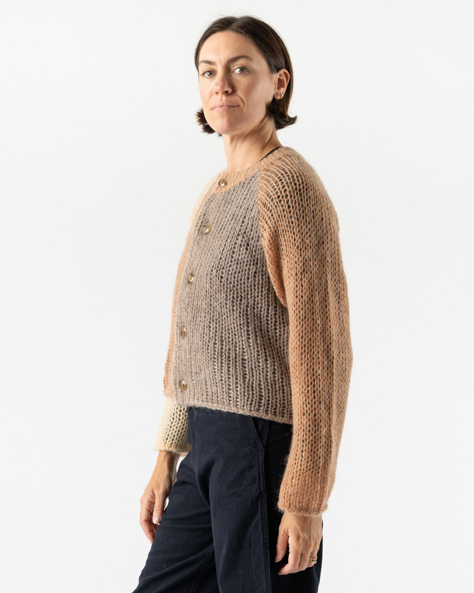 Beams Boy Mohair Crazy Cardigan in Ivory