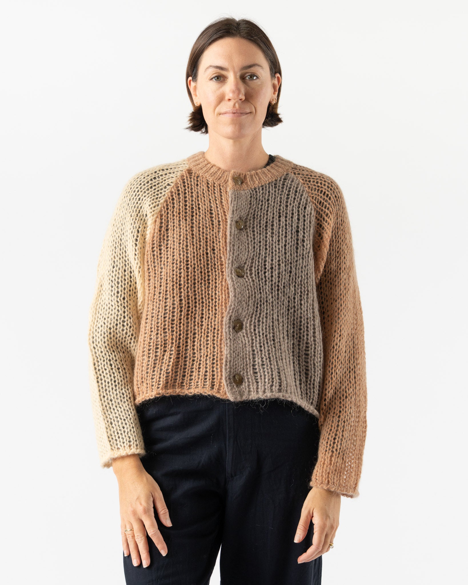 Beams Boy Mohair Crazy Cardigan in Ivory