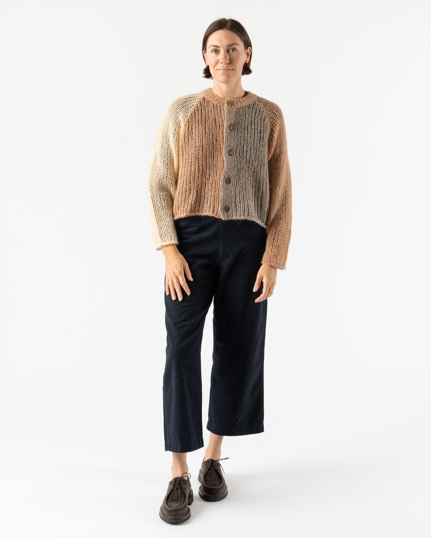 Beams Boy Mohair Crazy Cardigan in Ivory