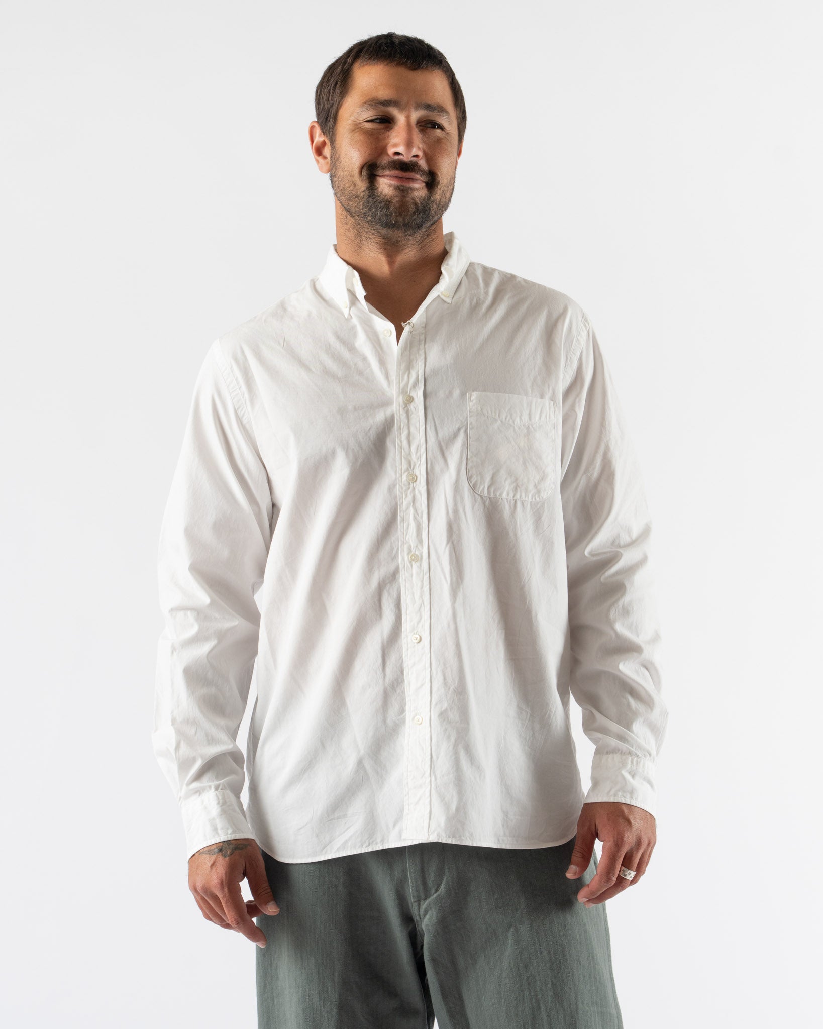 Beams Plus B.D. Color Broad Shirt in White Curated at Jake and Jones
