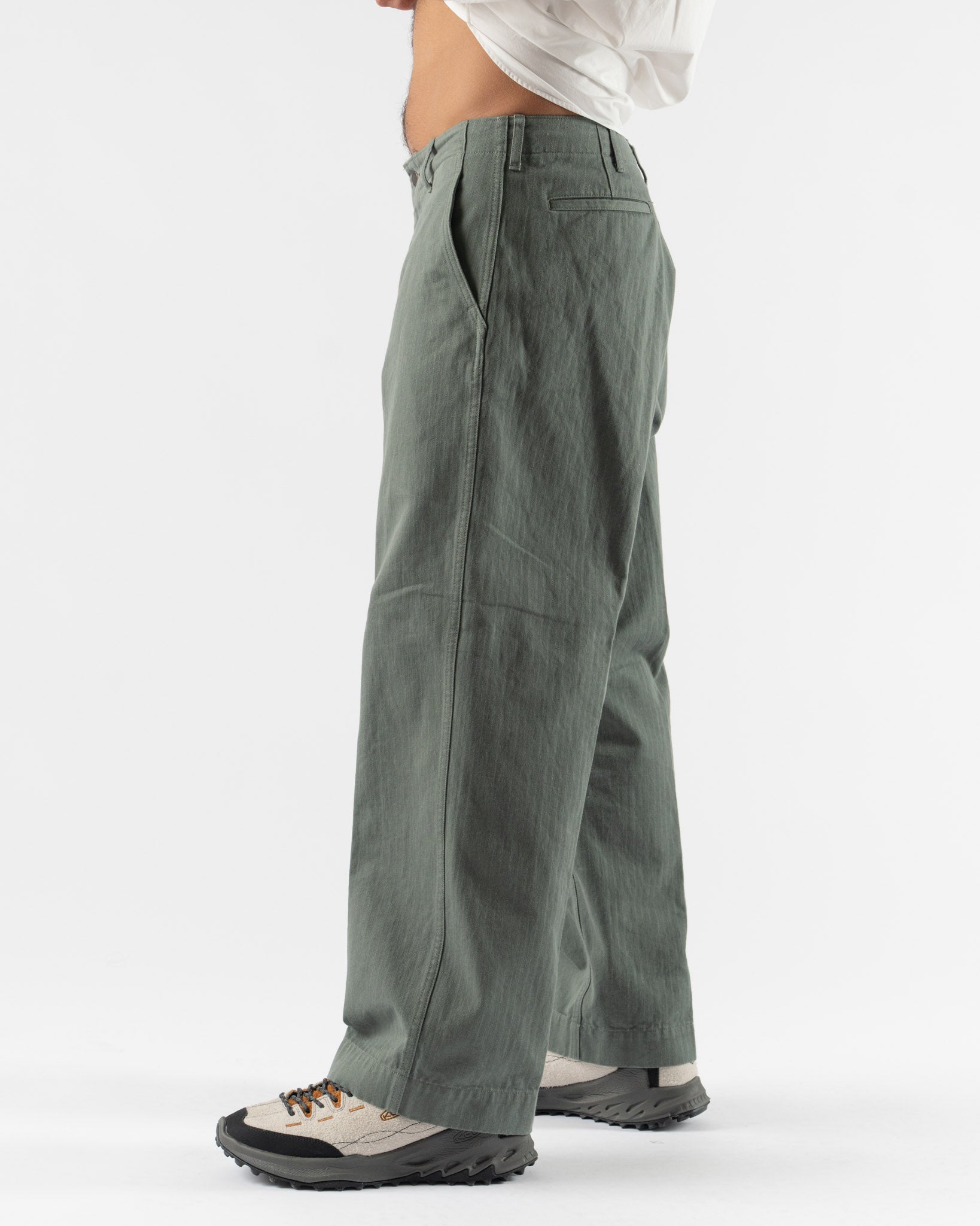 Beams Plus MIL Trousers in Herringbone Sage