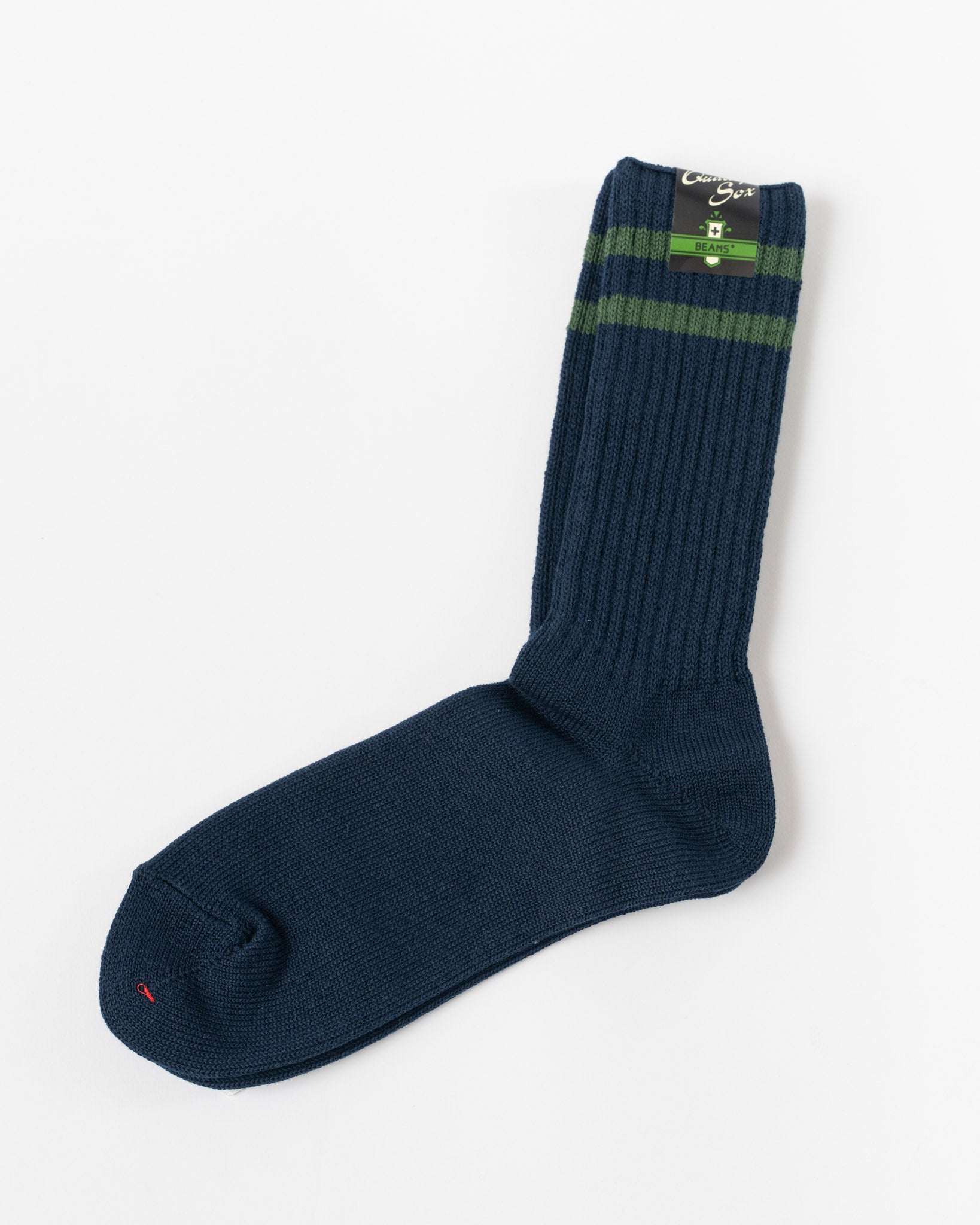 Beams Plus School Boy Socks in Navy/Green