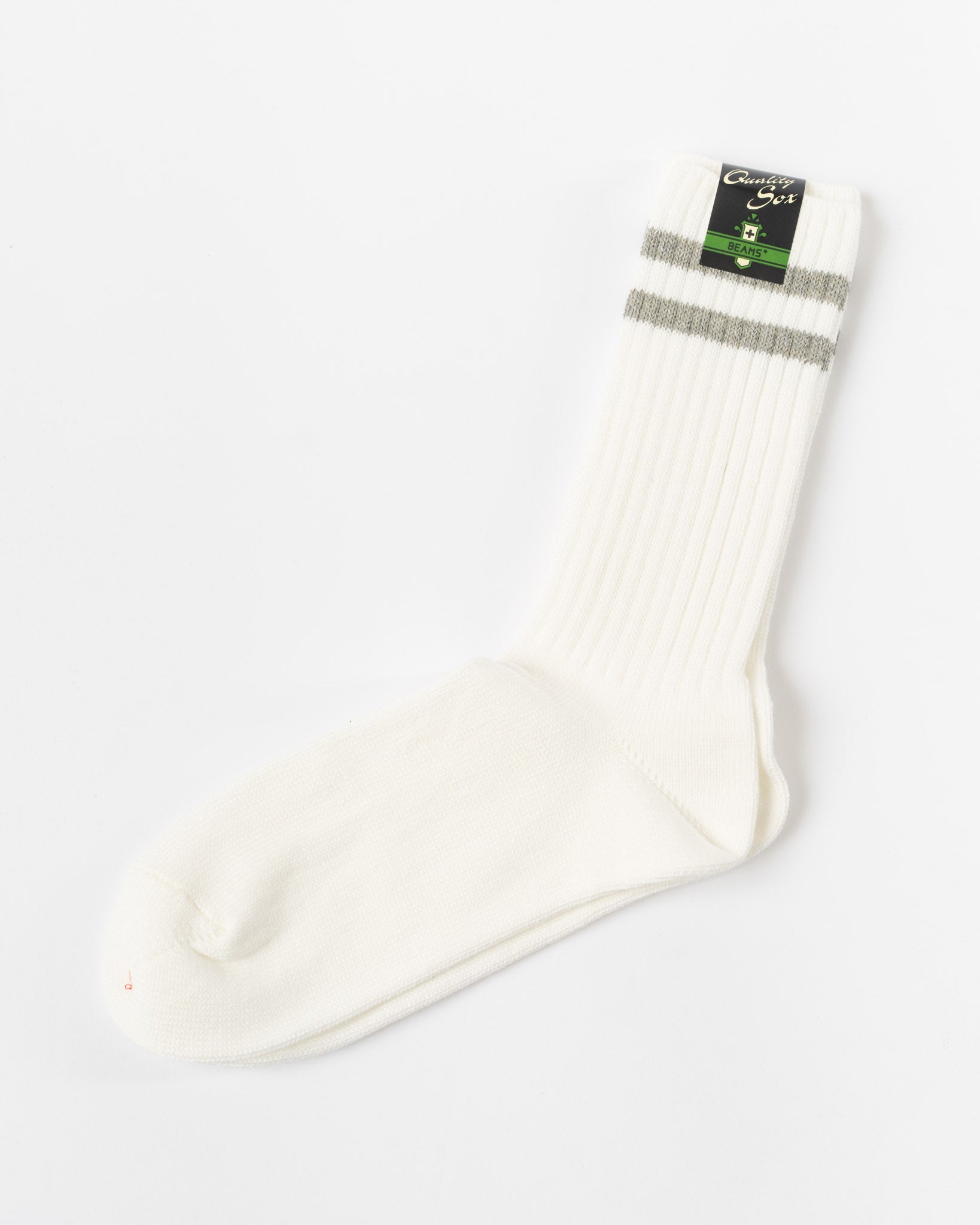 Beams Plus School Boy Socks in White/Gray