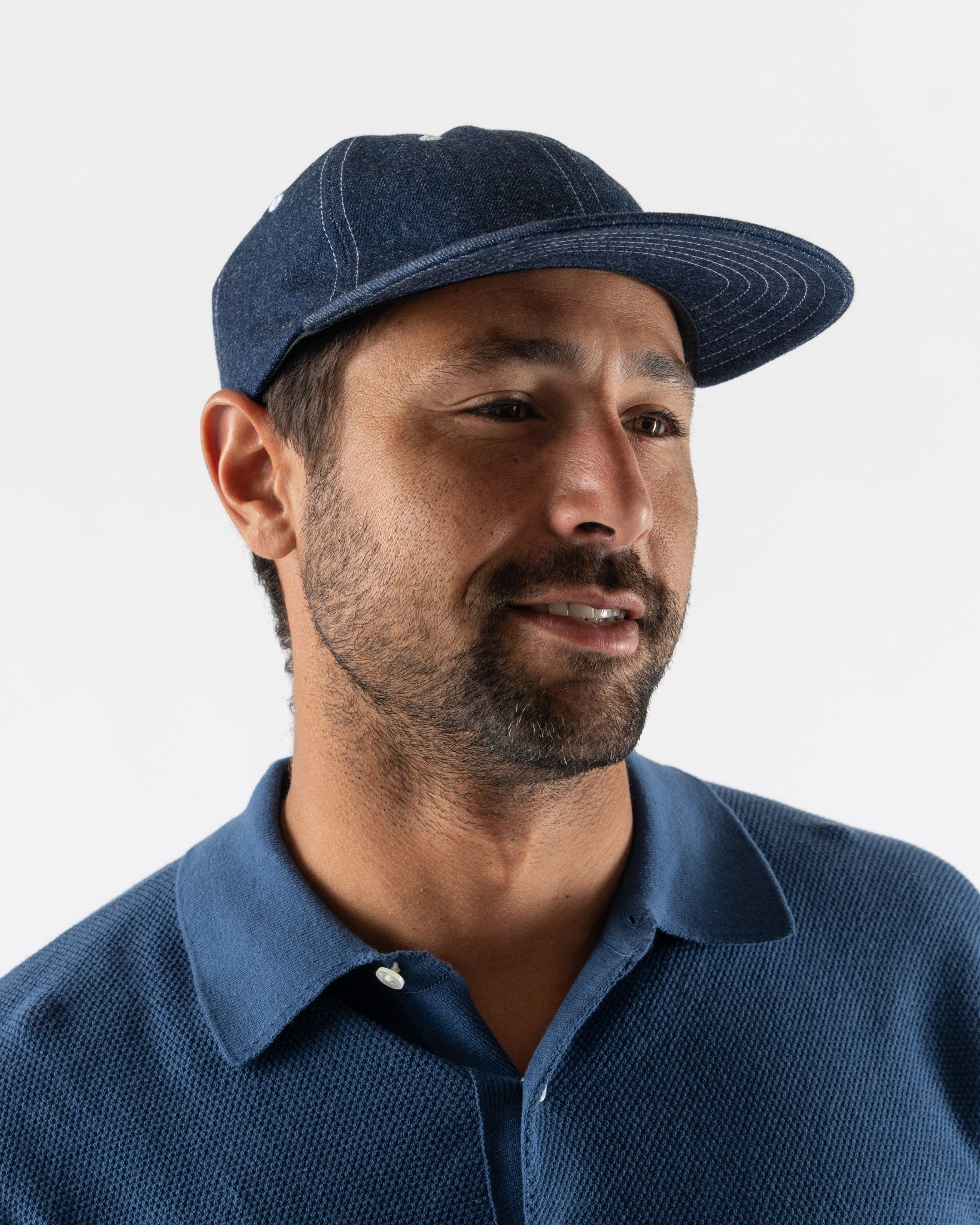 Beams Plus 6 Panel Herringbone Hat in Indigo