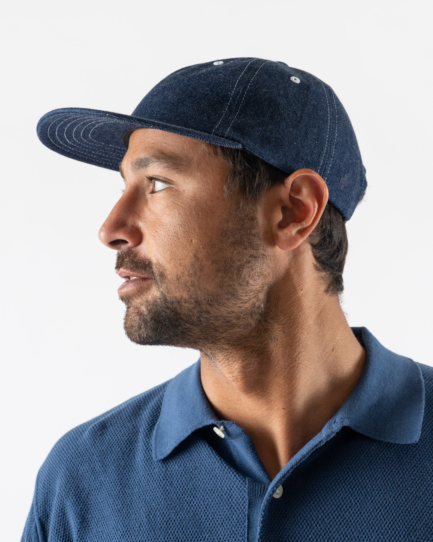 Beams Plus 6 Panel Herringbone Hat in Indigo