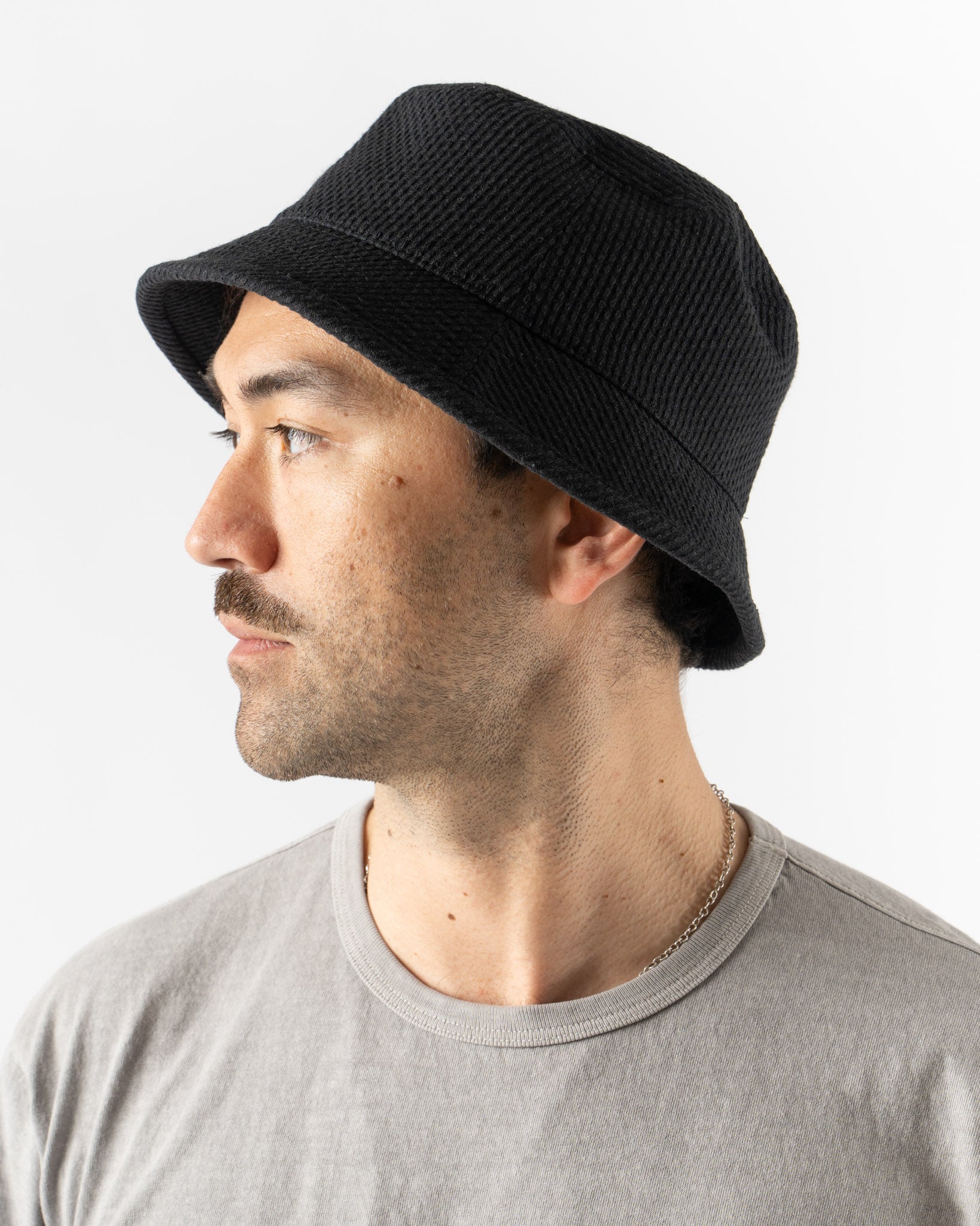 Racal Hat Maker Sashiko Bucket Hat in Black