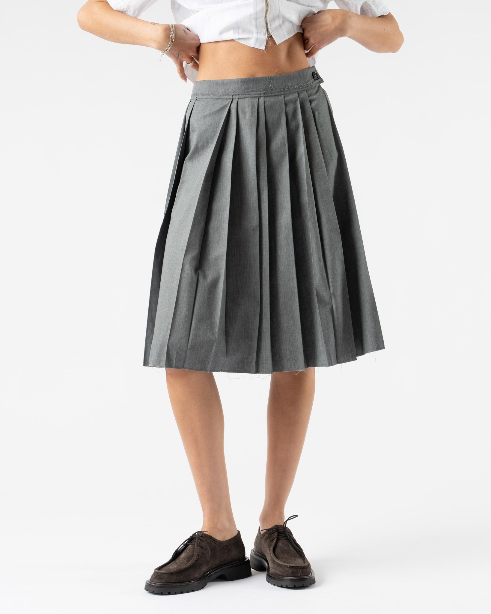 Camiel Fortgens Pleats Skirt in Grey Melange Curated at Jake and Jones
