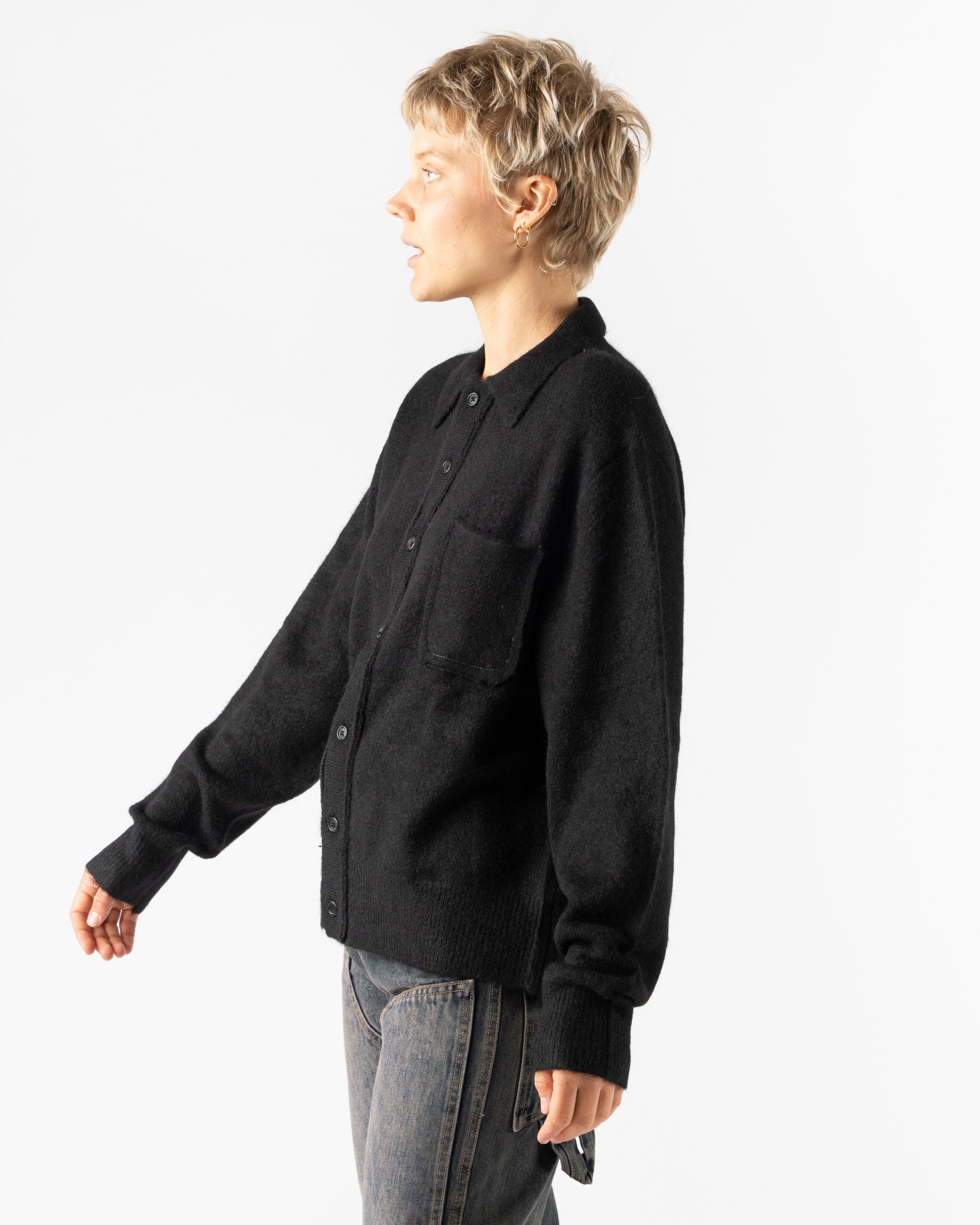 Camiel Fortgens Hairy Cardigan in Black