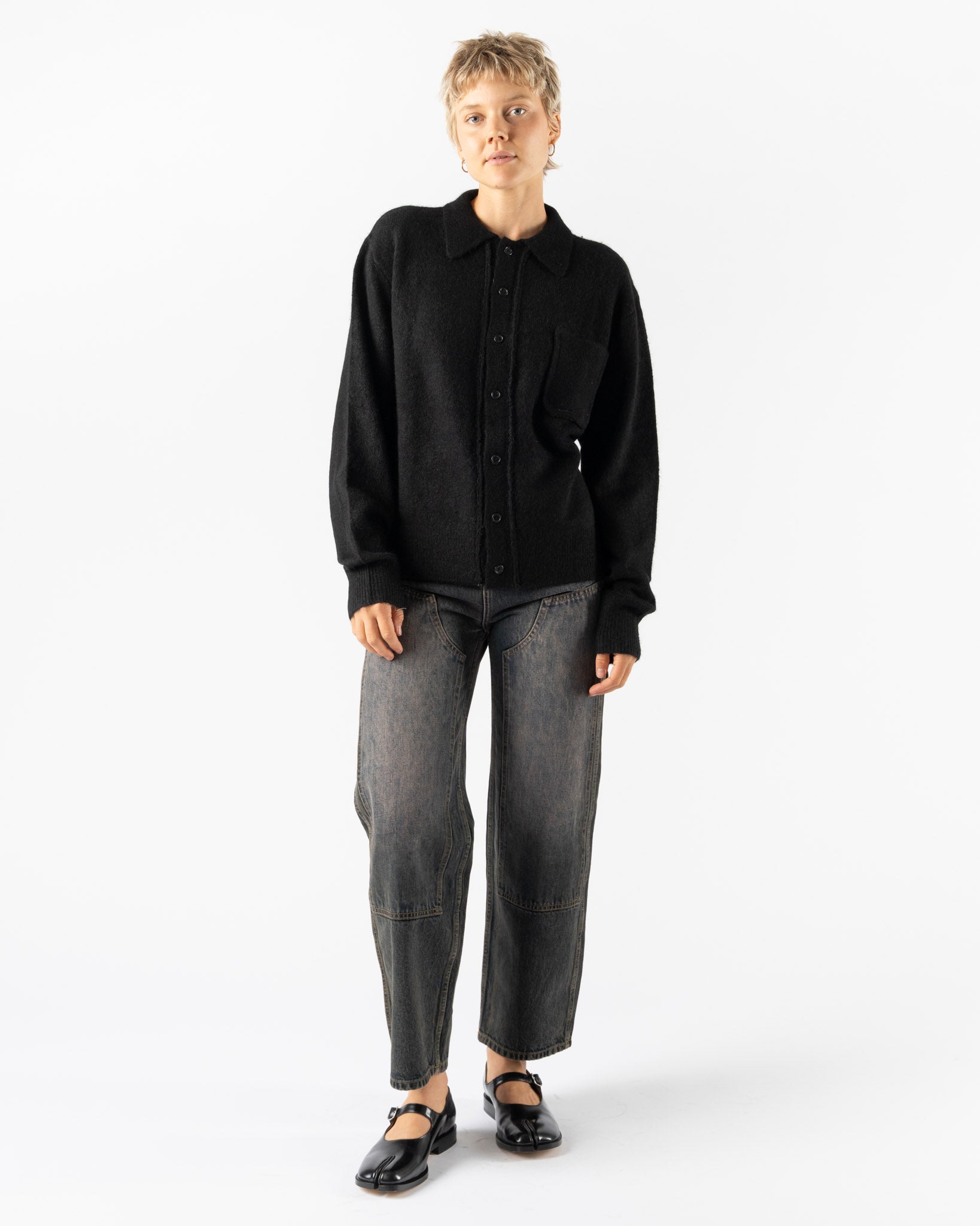 Camiel Fortgens Hairy Cardigan in Black
