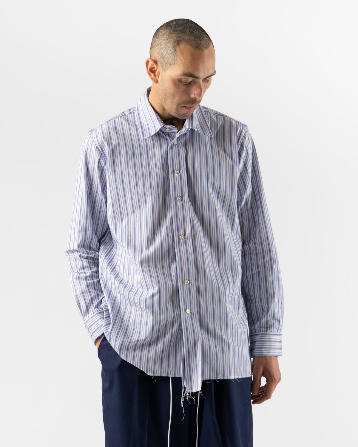Camiel Fortgens Basic Shirt in Purple Stripe Curated at Jake and Jones
