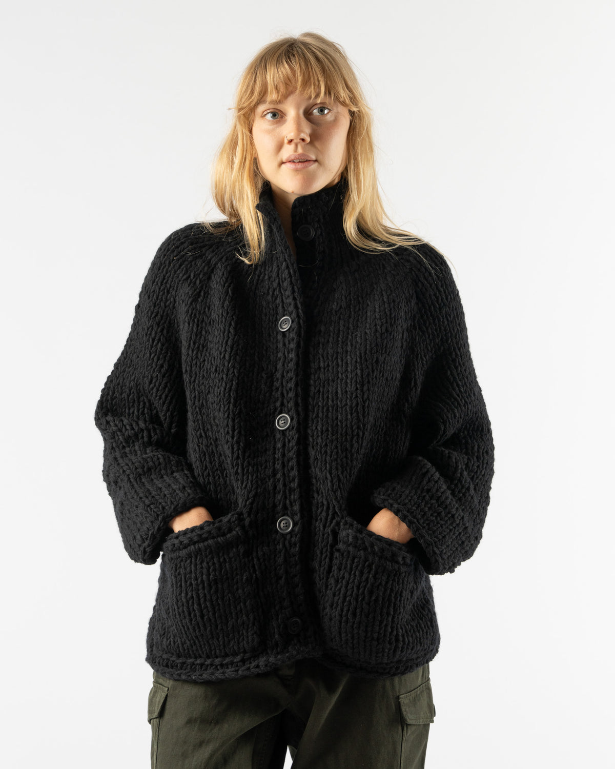 CASEY CASEY Wool Cardigan in Black Curated at Jake and Jones