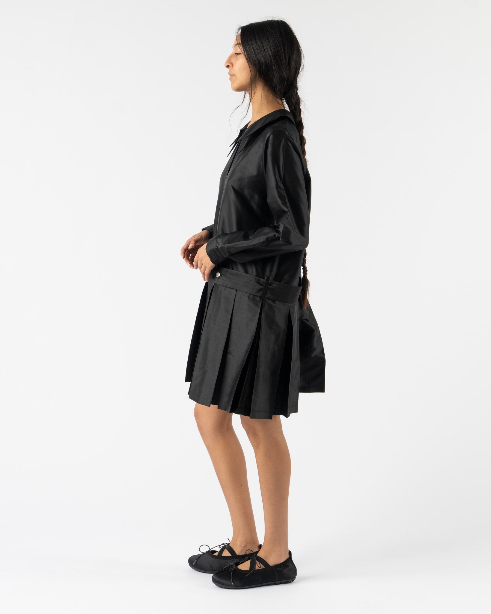 Cawley Silk Dupion Marina Dress in Black