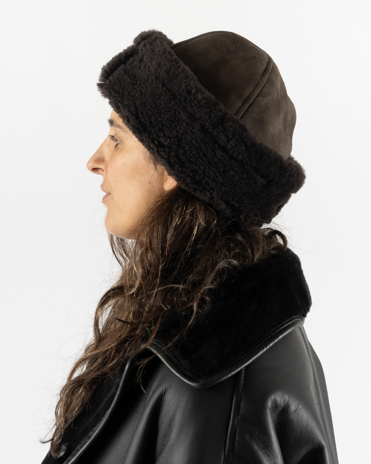Cawley Suede Back Curly Hair Cap in Chocolate