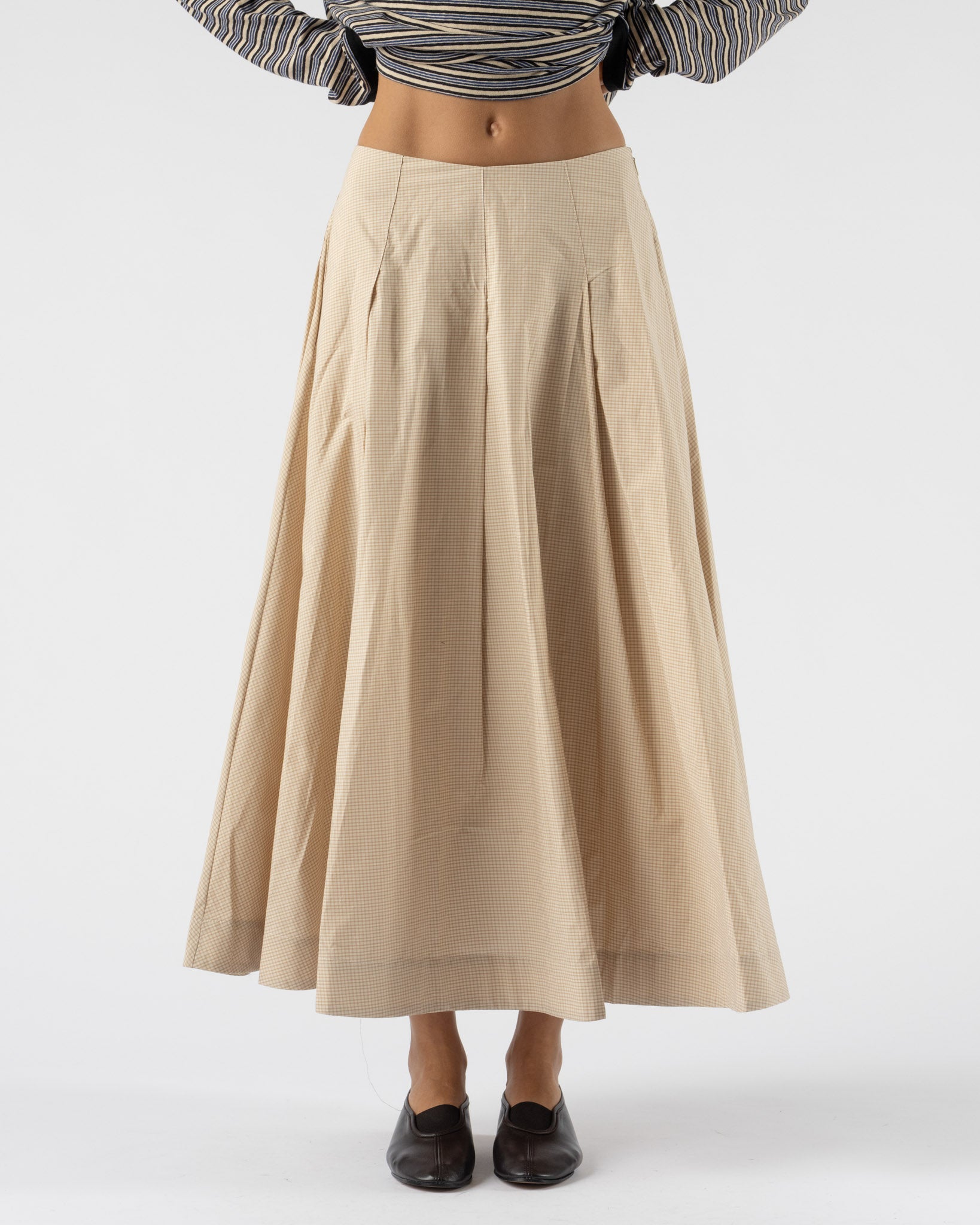 Cawley Japanese Mugwasher Check Stevie Skirt in Sand/Oat Check