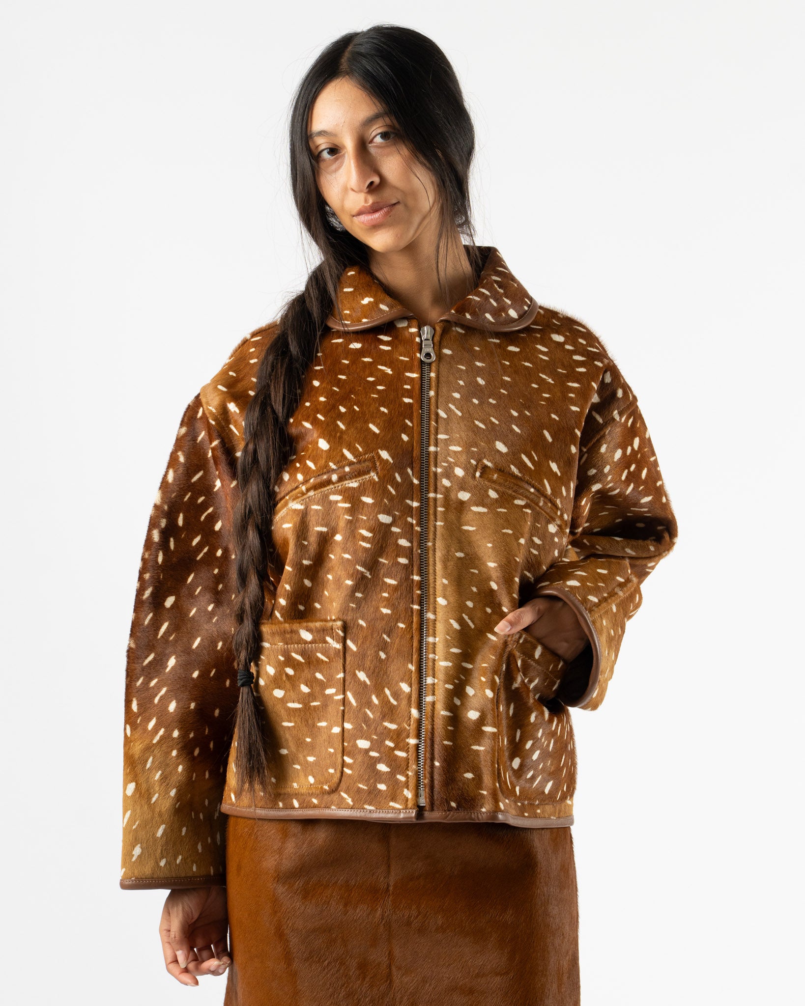 Cawley Deer Print Flying Jacket Curated at Jake and Jones