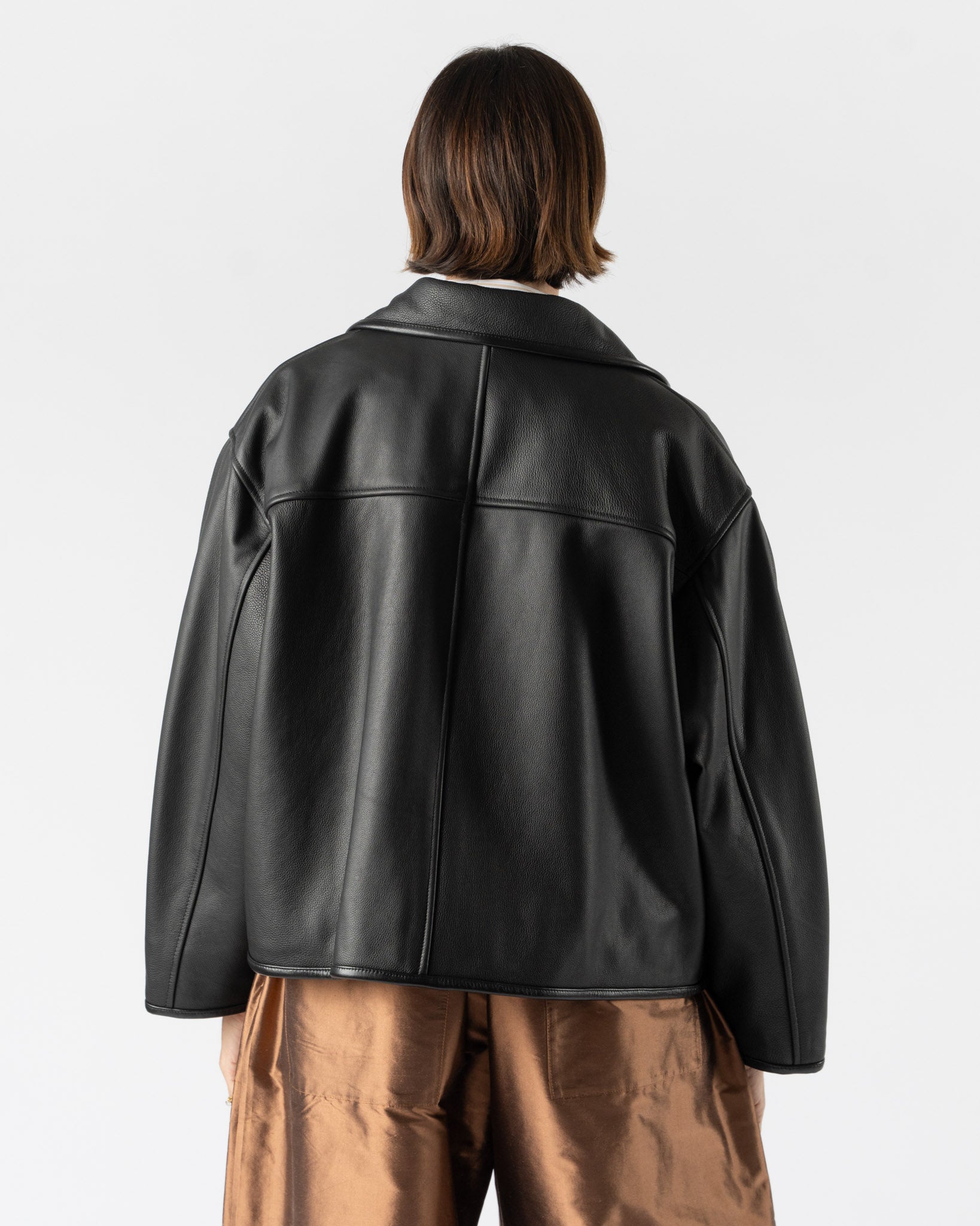 Cawley Leather Flying Jacket in Black