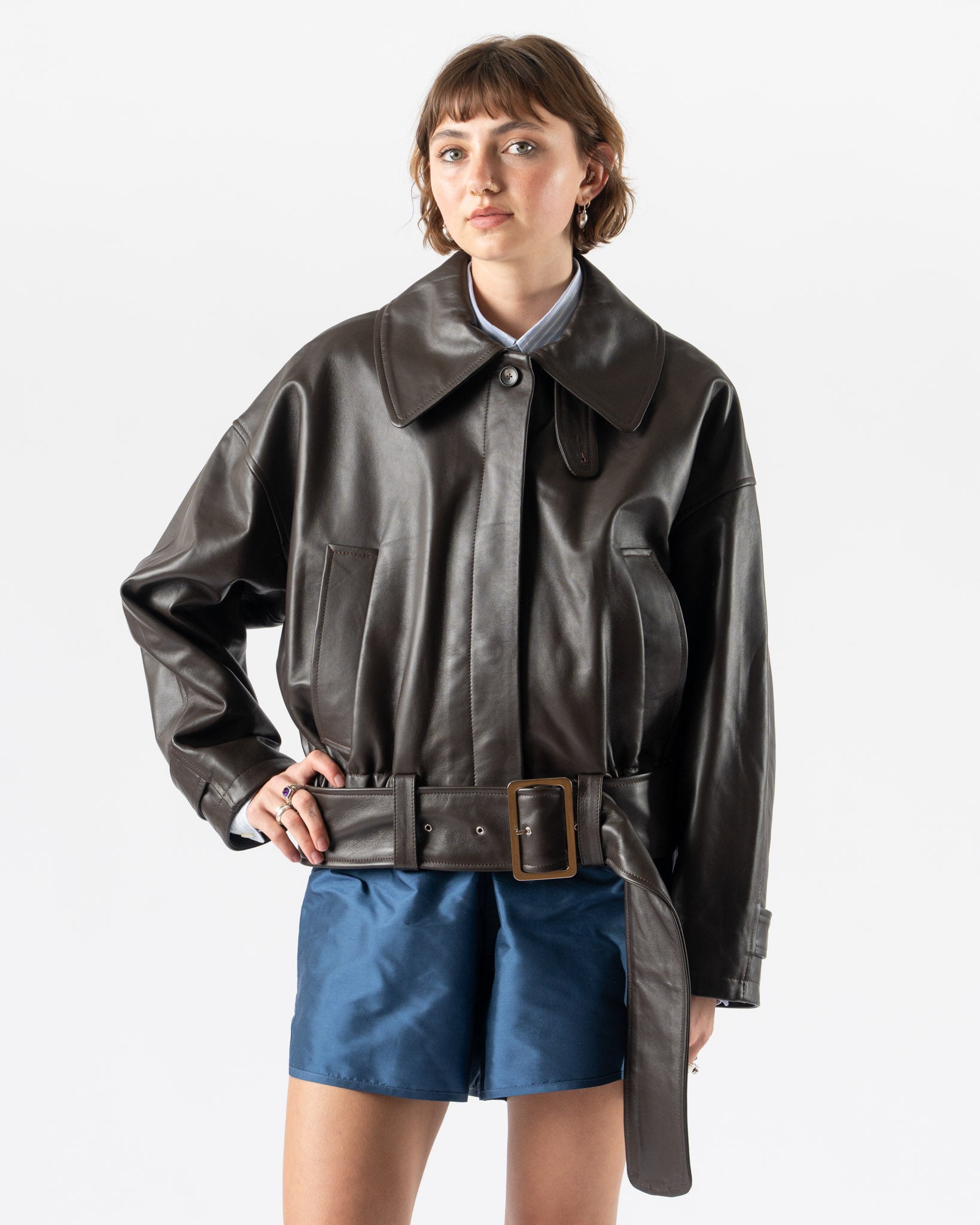 Cawley Nappa Leather Nara Jacket in Chocolate