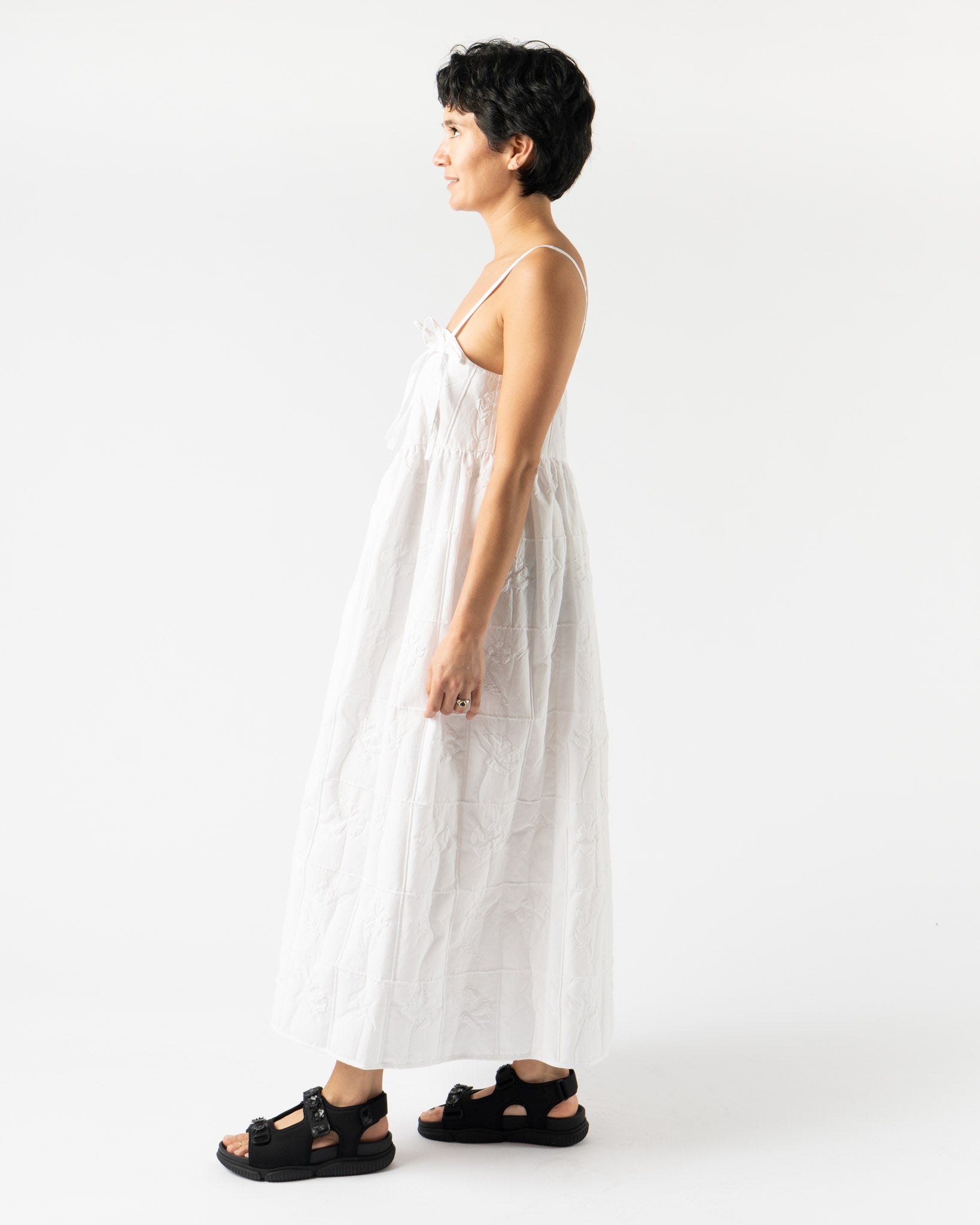 Cecilie Bahnsen Ambra Dress in Flora Matelassé White