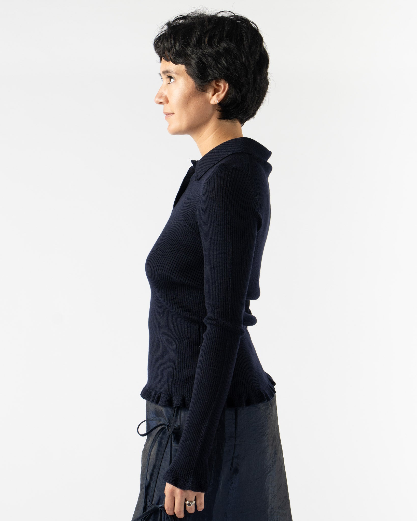 Cecilie Bahnsen Oda Top in Lightweight Knit Navy