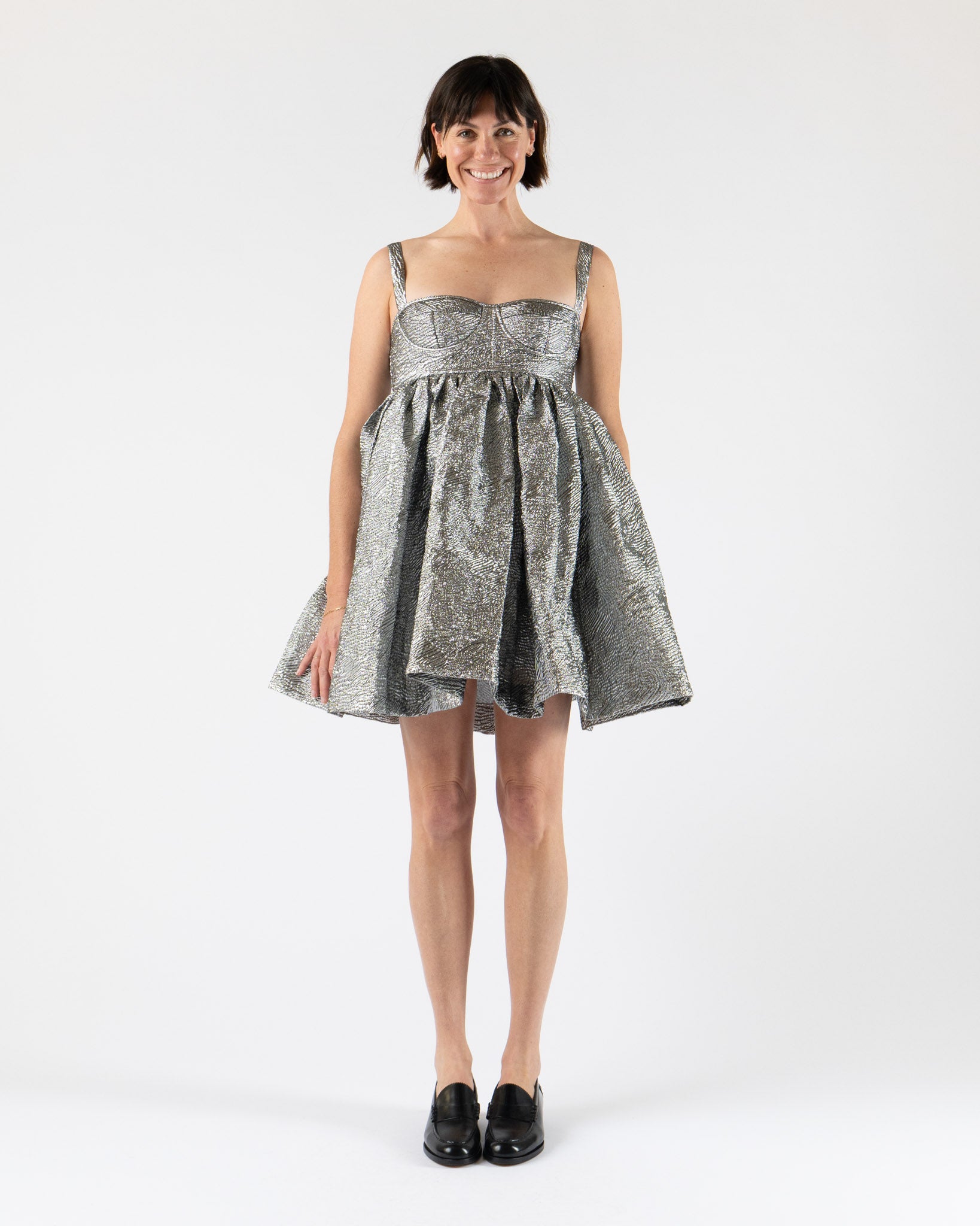 Cecilie Bahnsen Onique Dress Kaze Matelassé Silver