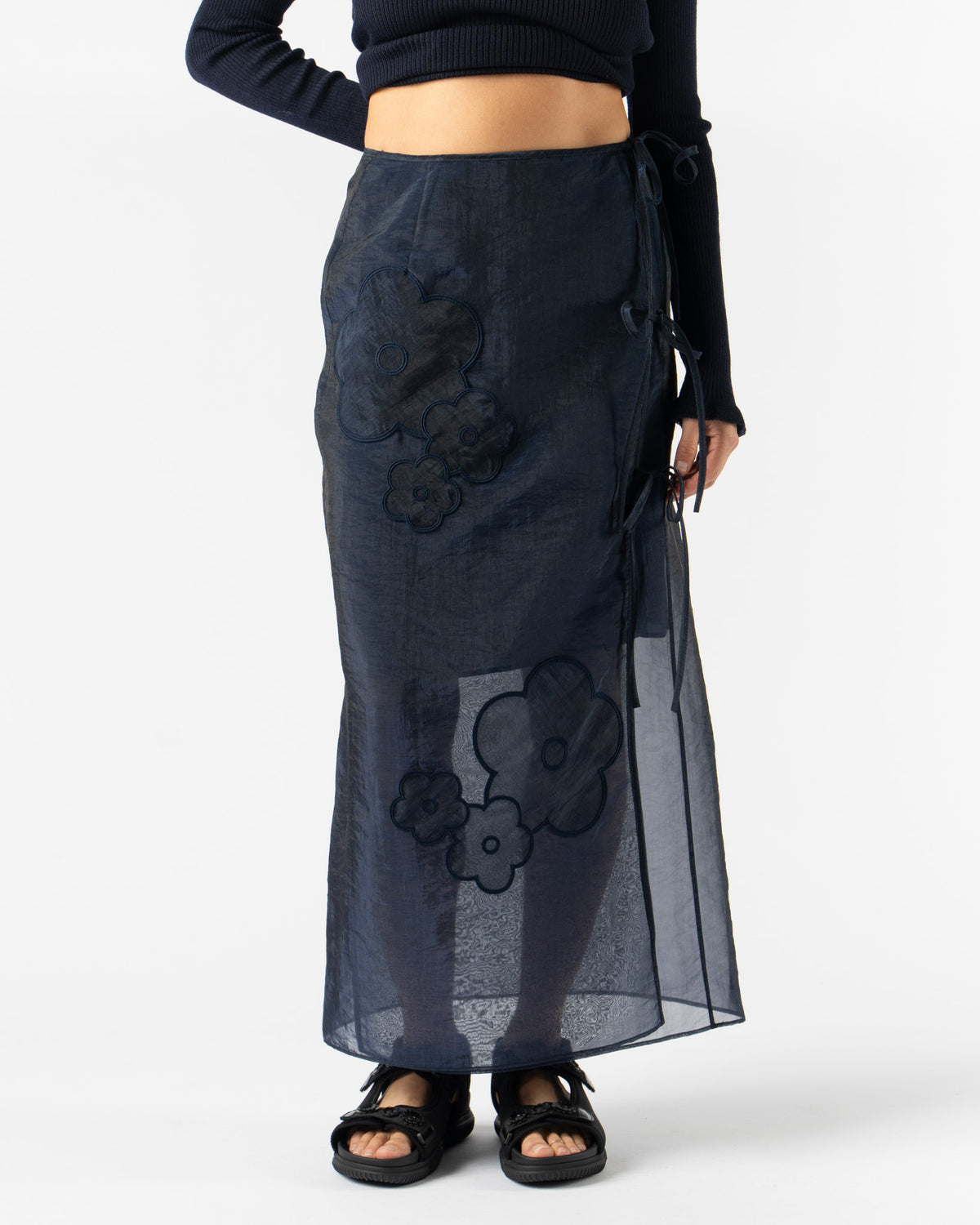 Cecilie Bahnsen April Skirt in Liquid Myrtia Navy Curated at Jake 