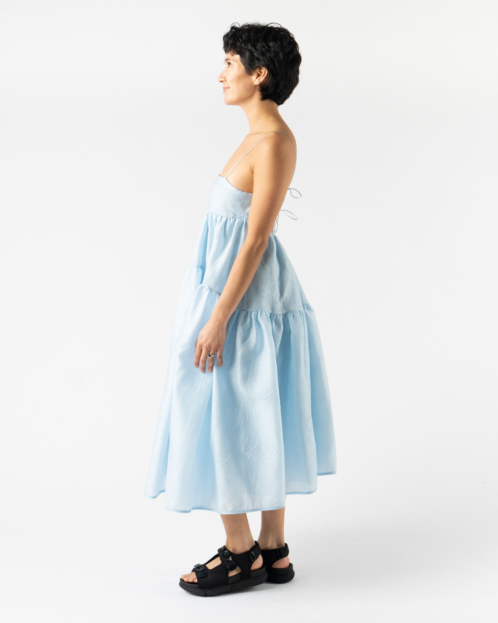 Cecilie Bahnsen Sofie Dress in Kaze Matelassé Light Blue